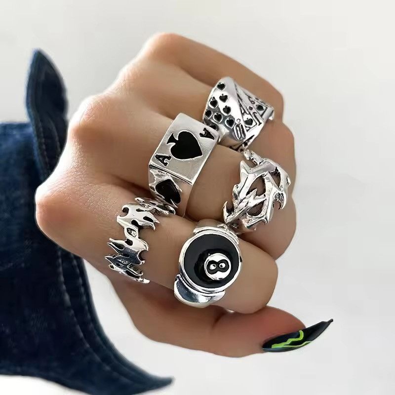 Japanese Brand Akimoto x Yuko 5 pieces Gothic Ring Size ONE SIZE - 1 Thumbnail