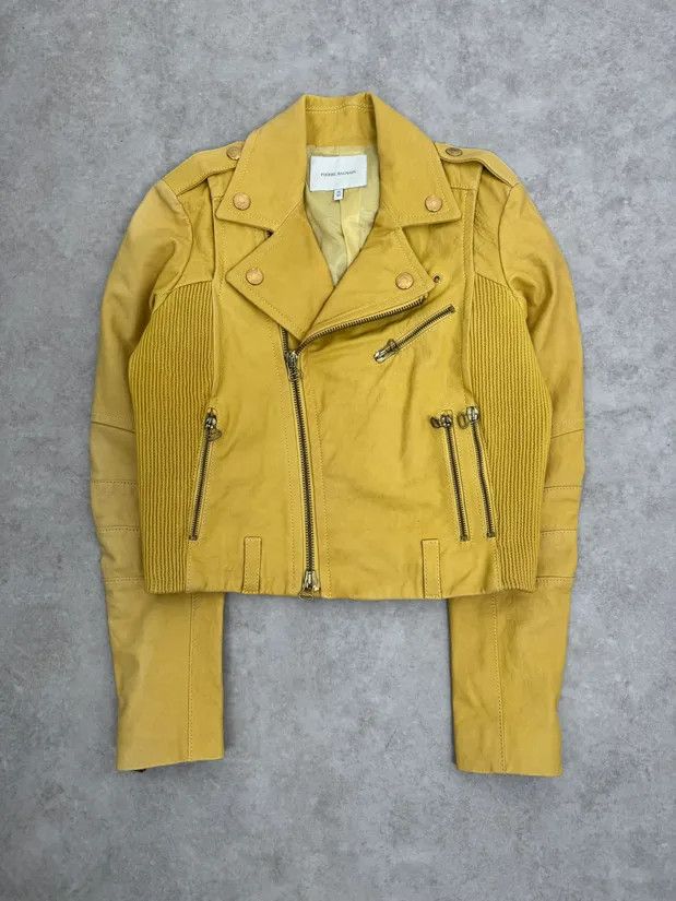 Balmain AW2012 Pierre Balmain Yellow Perfecto Leather Biker Jacket Size S / US 4 / IT 40 - 4 Thumbnail