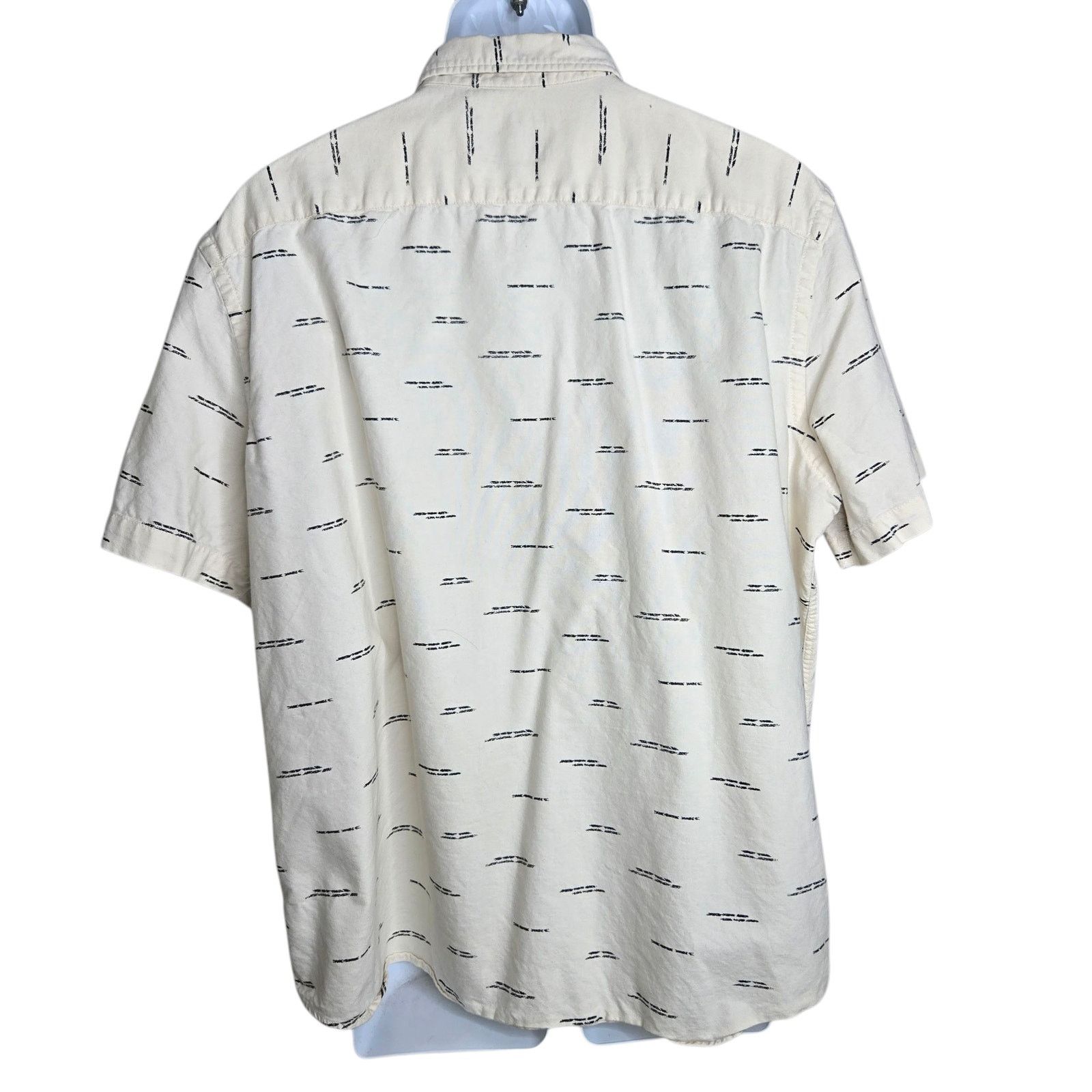 American Eagle Outfitters American Eagle Mens Geometric Print Shirt XL Cream Button Size US XL / EU 56 / 4 - 6 Thumbnail