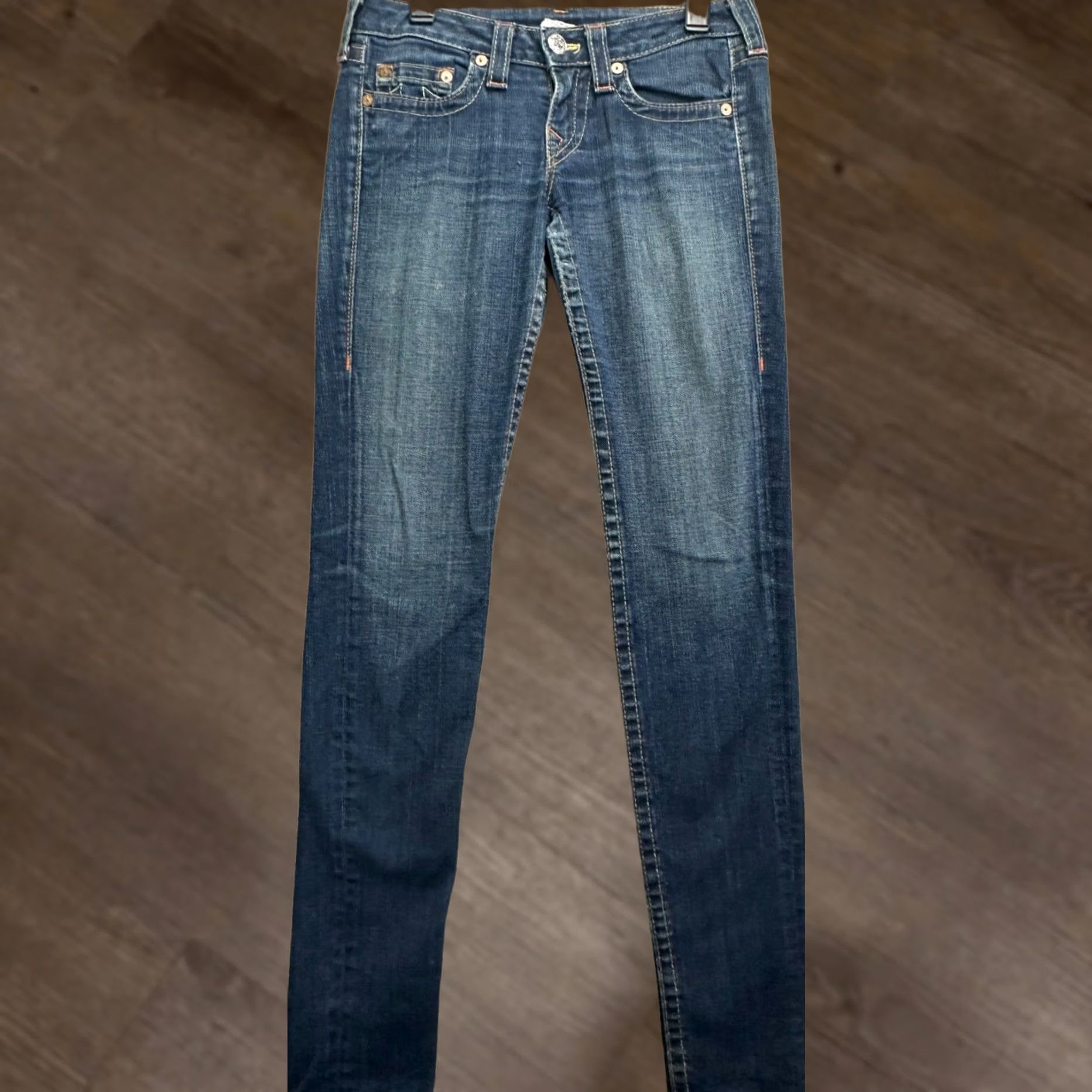 True Religion VINTAGE True Religion Jeans Womens 27 Stella Blue Distressed Slim Skinny Stretch Denim Size 27" / US 4 / IT 40 - 1 Thumbnail