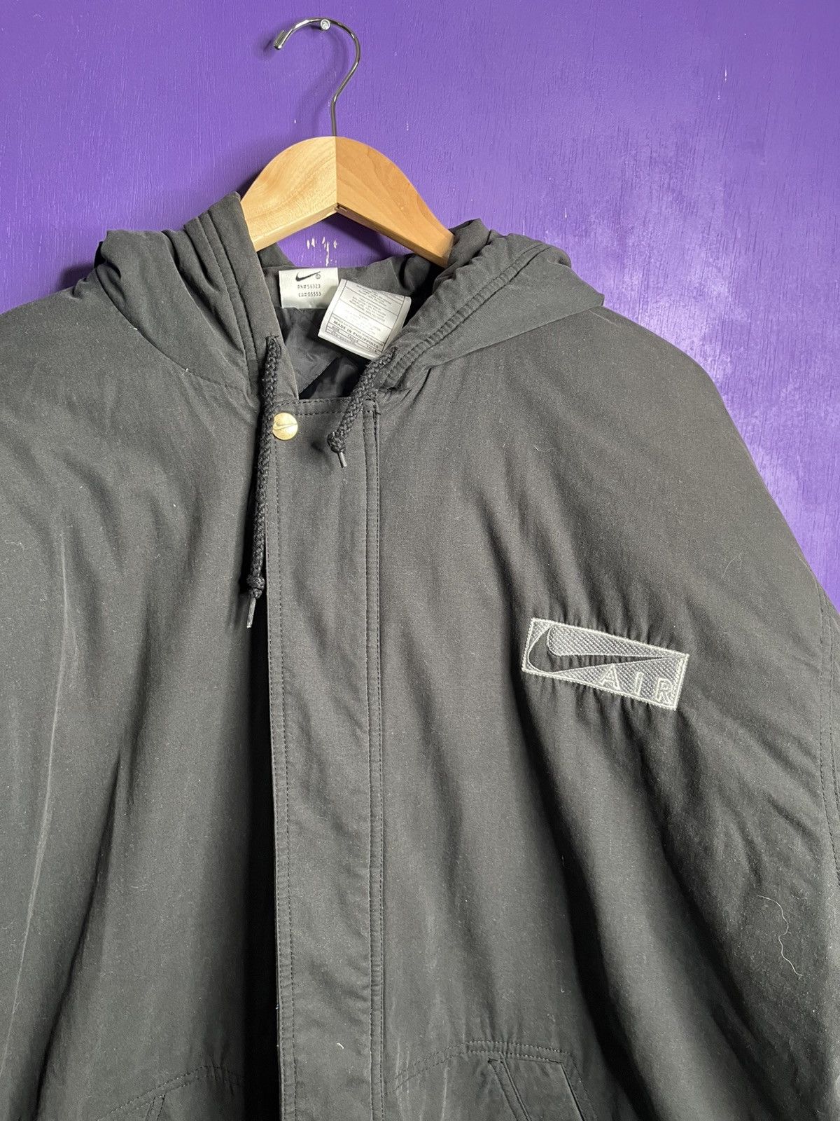 Nike × Vintage Vintage 90s Nike big back swoosh puffer trench coat Size US XL / EU 56 / 4 - 3 Thumbnail