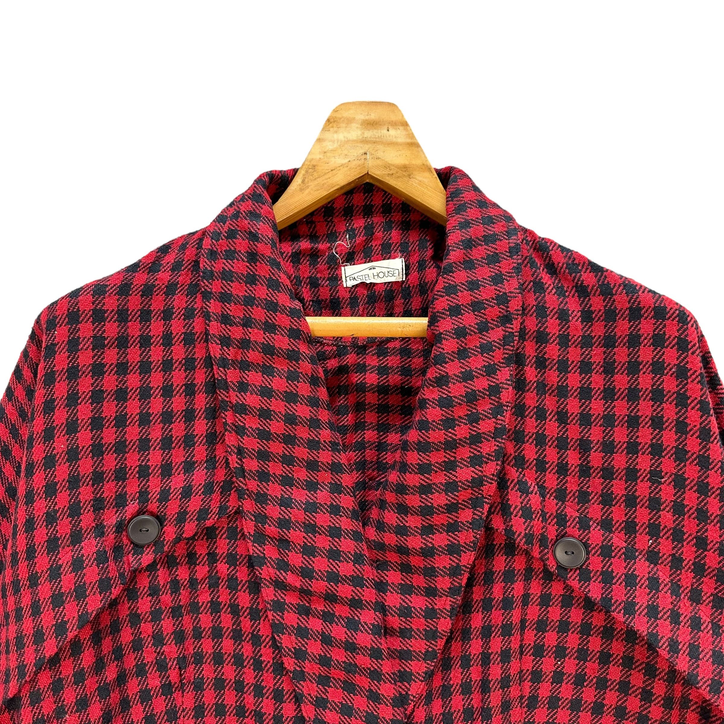 Vintage Vintage 90's PASTEL HOUSE Red Checked Crop Jacket #A71-1727 Size M / US 6-8 / IT 42-44 - 2 Thumbnail