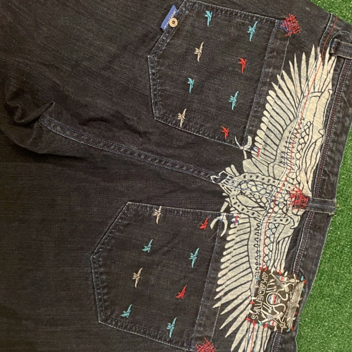 Akademiks VINTAGE Akademiks Jeans Baggy Skater Grunge Hip Hop Y2K VTG Mens 42 Wide-Leg 32 Inseam Blue Wings Size US 42 / EU 58 - 3 Thumbnail