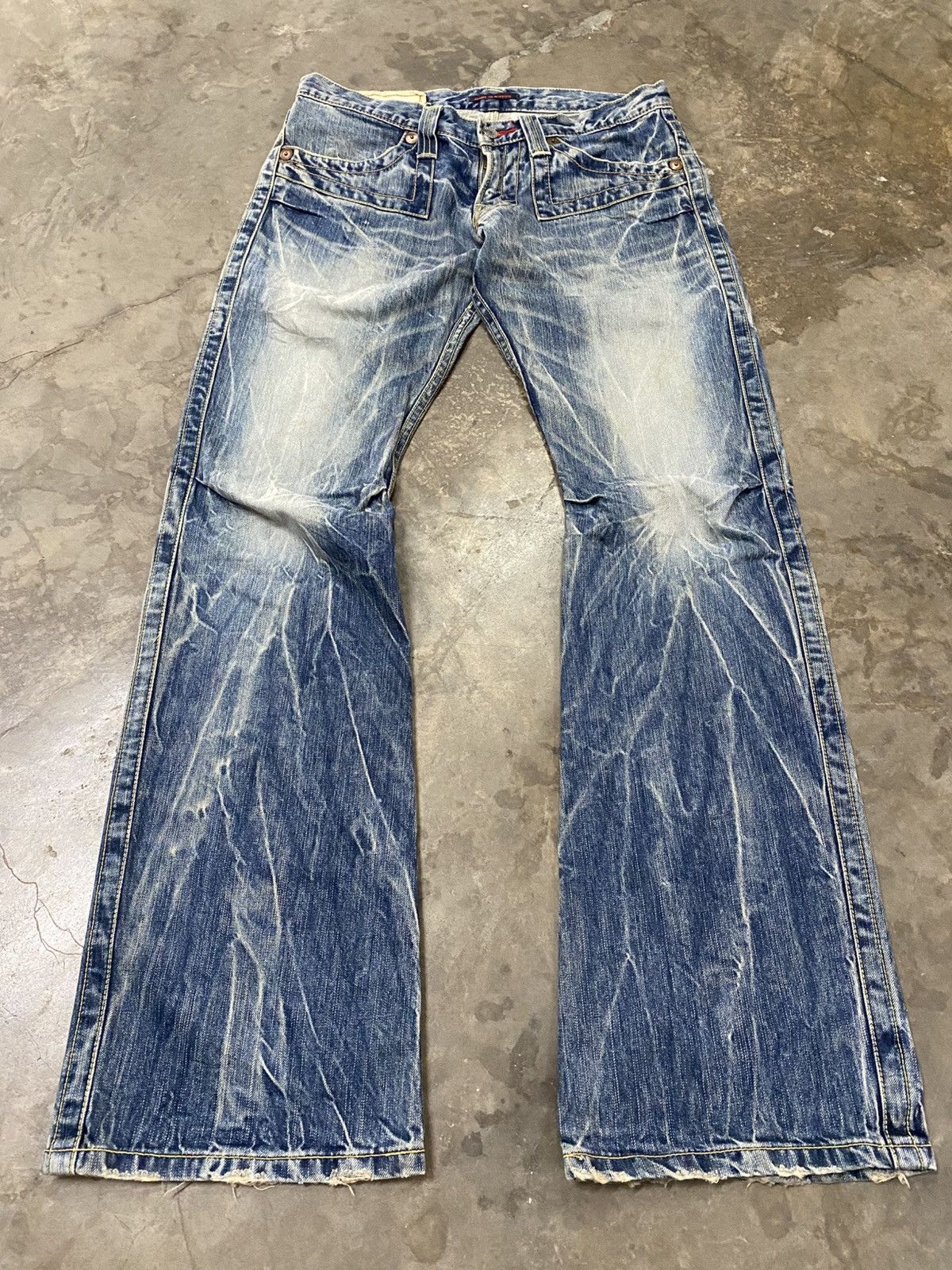 Hysteric Glamour Flare Jeans Blue Way Japan Distressed Denim p189 Size US 32 / EU 48 - 7 Thumbnail