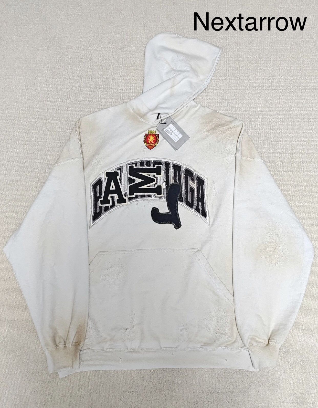 Balenciaga Balenciaga 23ss Mud Stained Manchester Old Velcro Hoodie Size US M / EU 48-50 / 2 - 1 Thumbnail