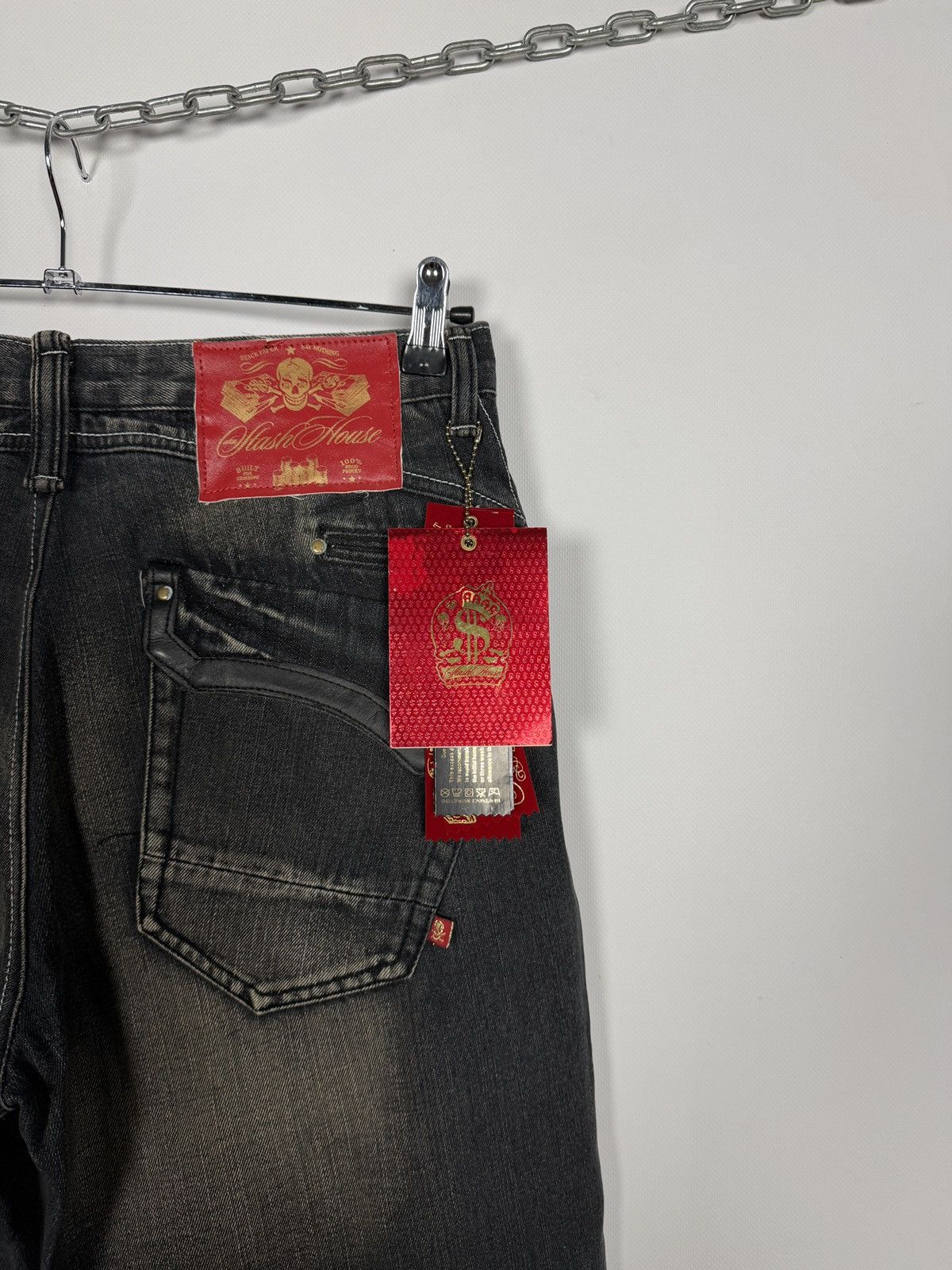 Vintage Y2K Black Wash Denim Jeans Pegasus Embroidery Winged Horse Size US 34 / EU 50 - 12 Thumbnail