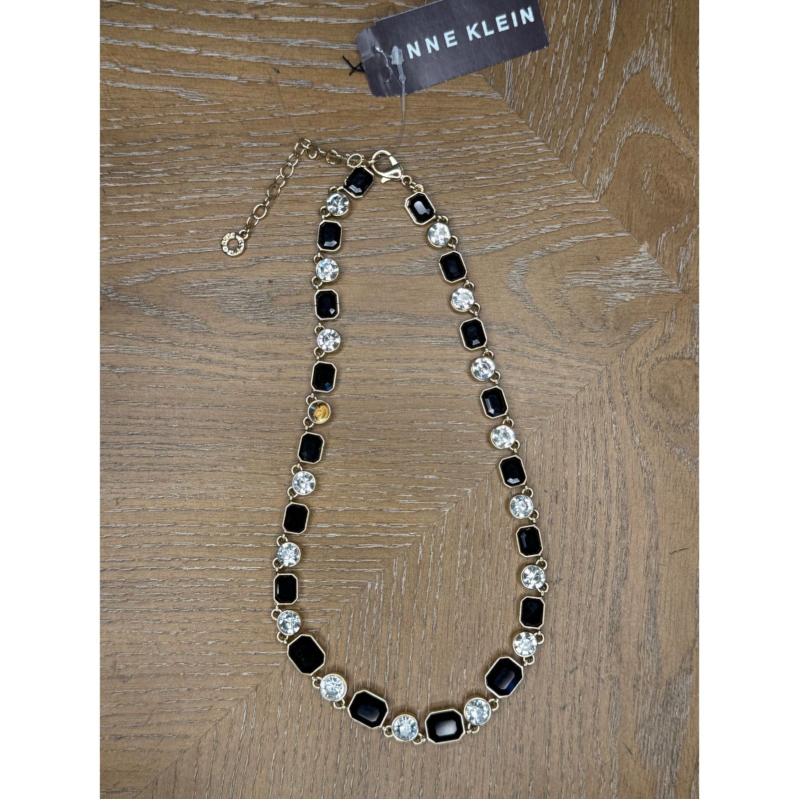 Anne Klein Anne Klein Gold Tone Crystal & Black Stone Station Necklace Size ONE SIZE - 3 Thumbnail