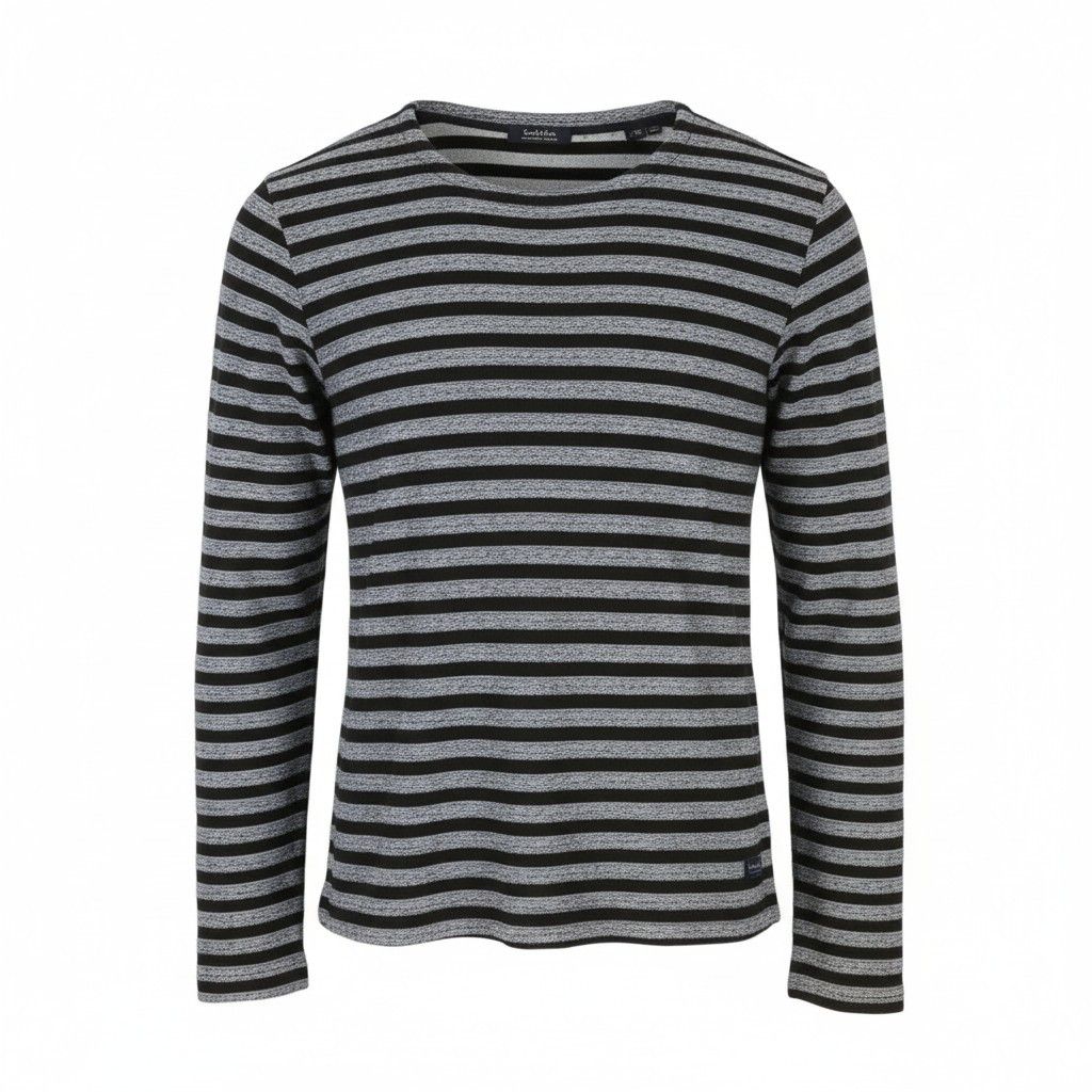Scotch & Soda M Black Striped Crew Neck Sweatshirt 89104 Size US M / EU 48-50 / 2 - 1 Thumbnail