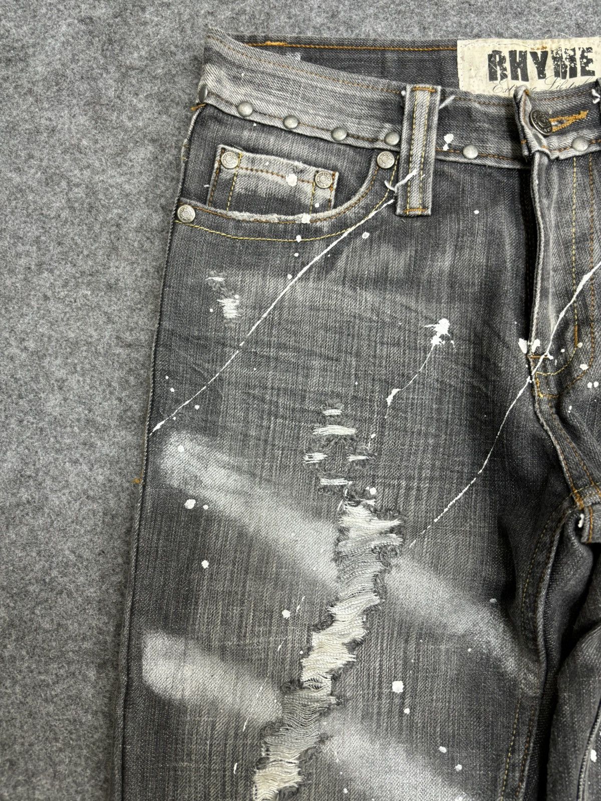Seditionaries 💥FLARE💥 RHYME Japan Painter Spiky Distressed Denim F566 Size US 28 / EU 44 - 5 Thumbnail