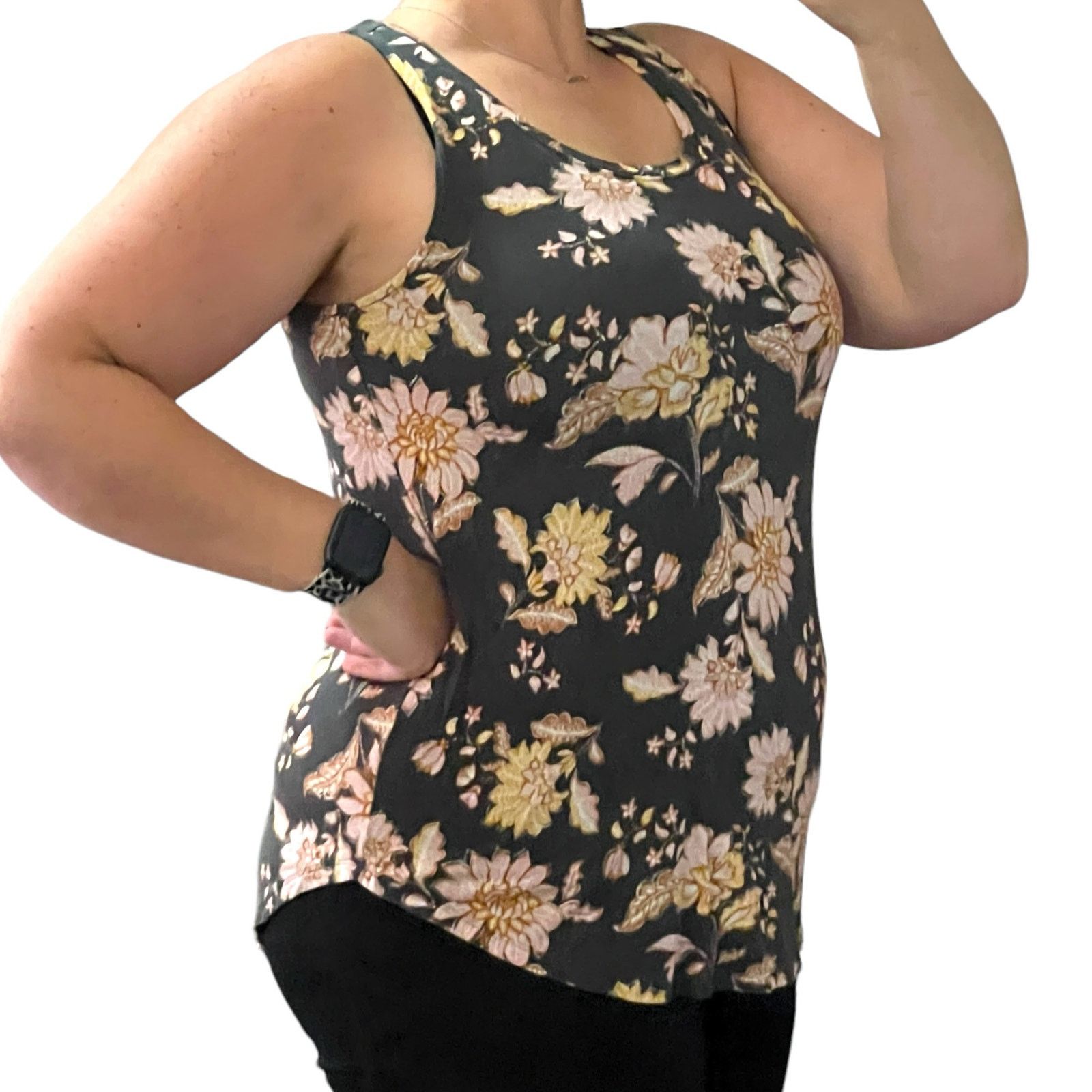 Old Navy Luxe SMALL Floral Round Neck Super Soft Tank Top Size S / US 4 / IT 40 - 4 Thumbnail