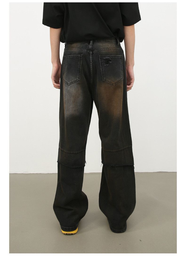 Japanese Brand × Vintage High street black American patchwork straight ripped jeans Size US 32 / EU 48 - 6 Thumbnail