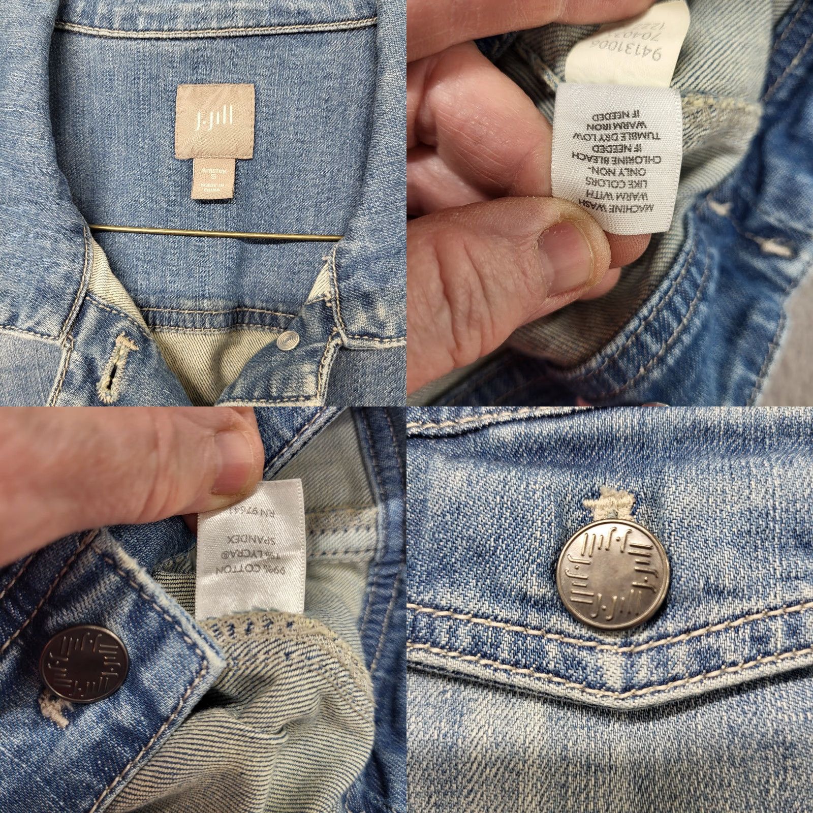 J. Jill J. Jill Denim Trucker Jacket Womens Size S Blue Cotton Stretch Button Up Pocket Jacket Size S / US 4 / IT 40 - 8 Thumbnail