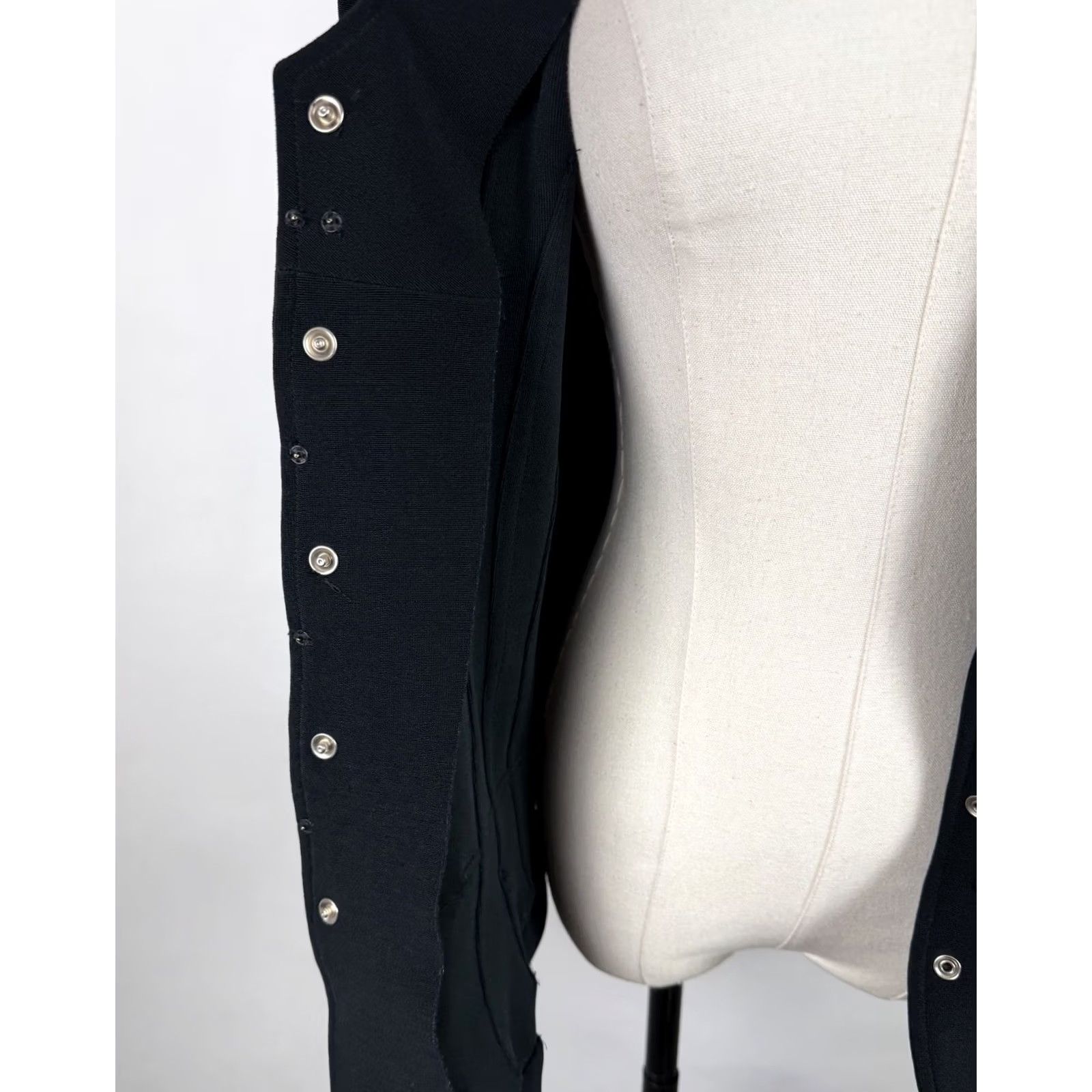 Vintage VINTAGE Etoile Blazer Shirt Womens Large Dark Black 90s Harlequin Diamond Cutouts Wide Collar Shoulder Pads Grunge Retro 90s Size L / US 10 / IT 46 - 5 Thumbnail