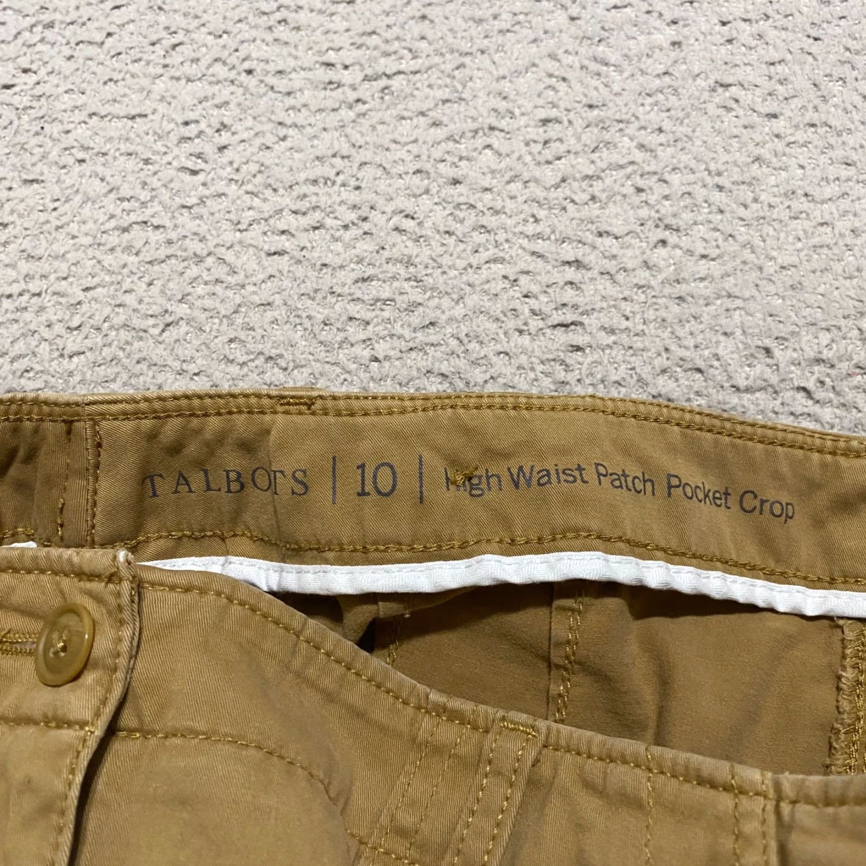 Talbots Talbots Womens 10 Pants Beige Straight Crop High Rise 5-Pocket Design Inseam 25 in Medium Wash Cotton Spandex Button Zip Size 32" / US 10 / IT 46 - 4 Thumbnail