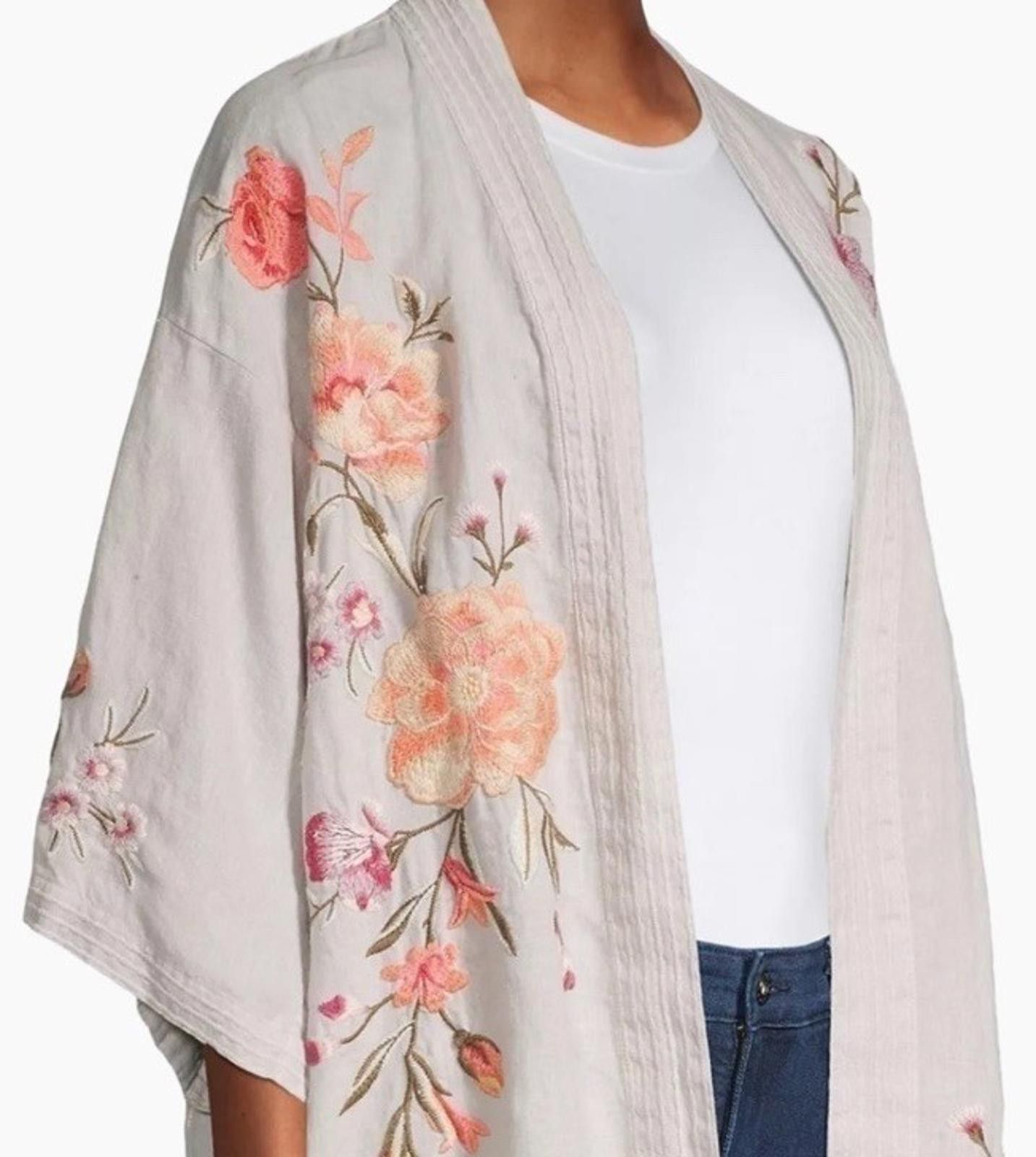 Johnny Was NEW Johnny Was XL 1X Linen Embroidered Kimono Cardigan Wrap Size XL / US 12-14 / IT 48-50 - 4 Thumbnail