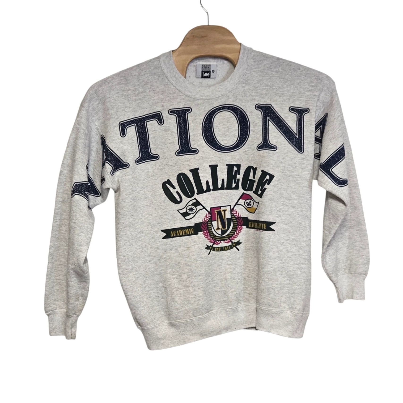 Lee VINTAGE National College Spellout Sweatshirt Men XL Gray Lee Sport RARE Shirt Mens XL Gray sweatshirt Size US XL / EU 56 / 4 - 2 Thumbnail