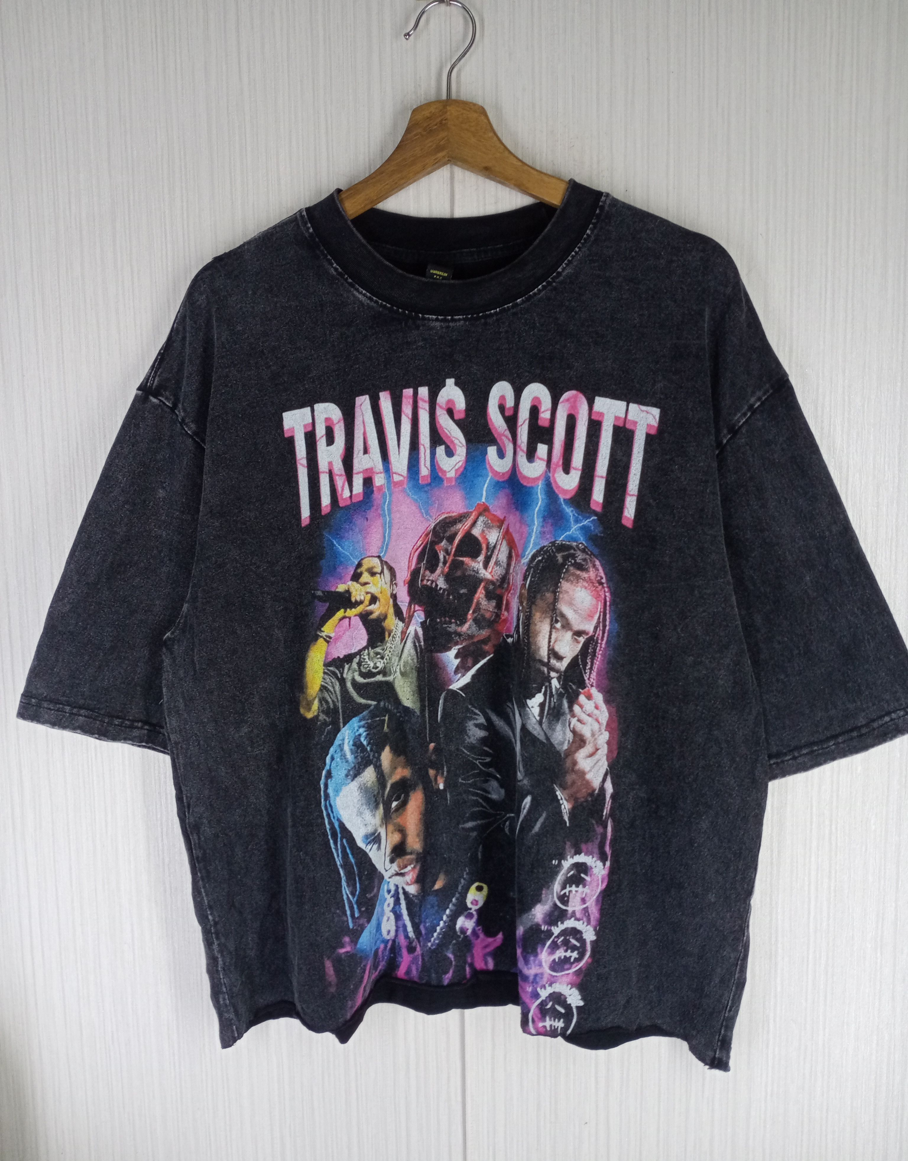 Japanese Brand × Rap Tees × Travis Scott Rare Vintage Travis Scott Black Washed Tshirt Size US M / EU 48-50 / 2 - 1 Thumbnail