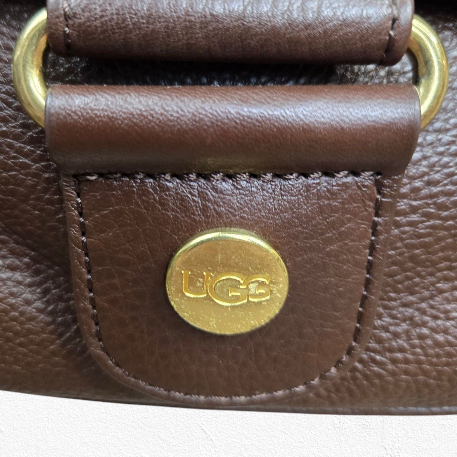 Ugg Y2K UGG Pebbled Leather Chocolate Brown Slouchy Tote Size ONE SIZE - 5 Thumbnail