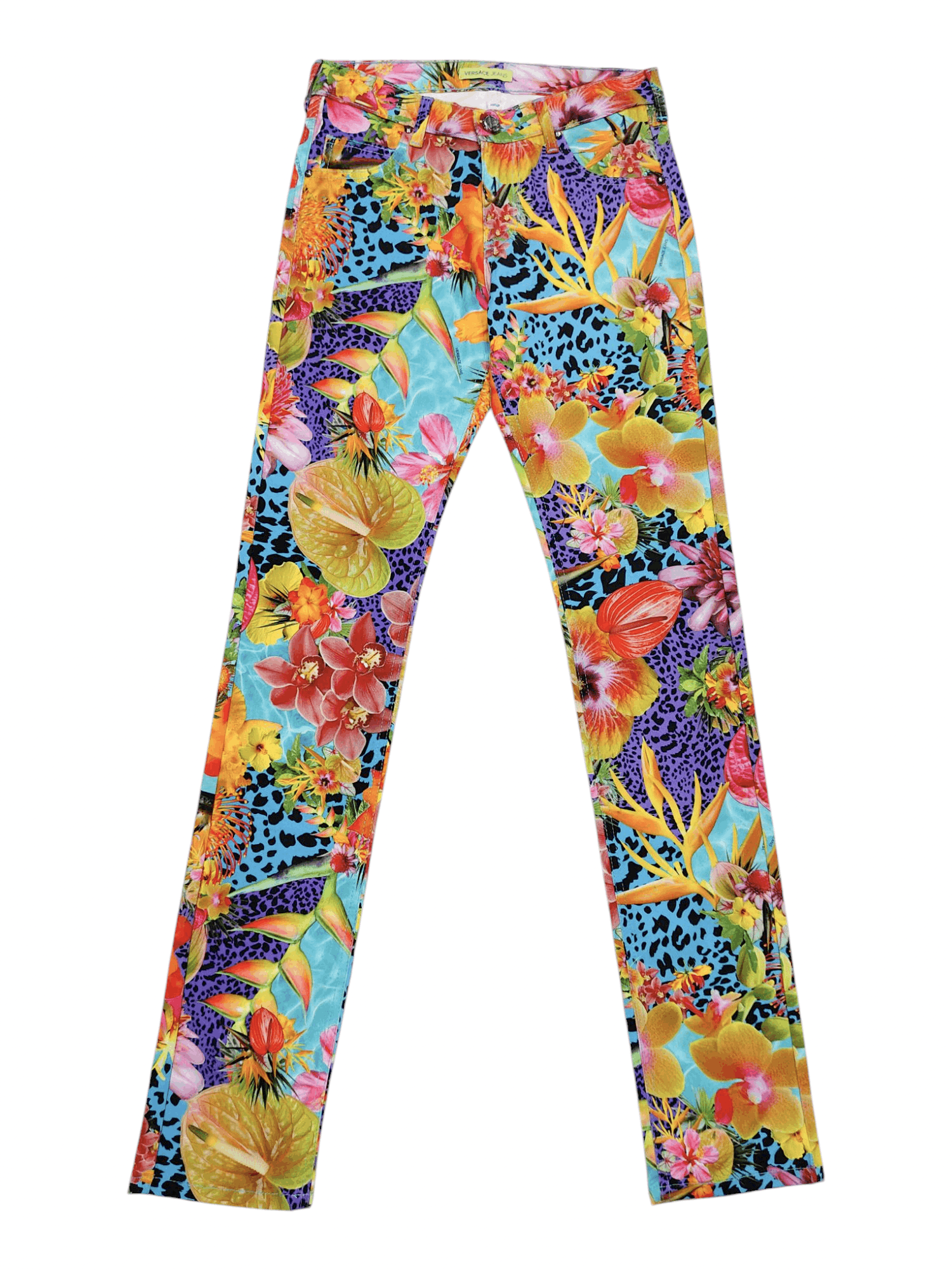 Versace❤️‍🔥Archive Y2k Tropical Floral Leopard Print Slim