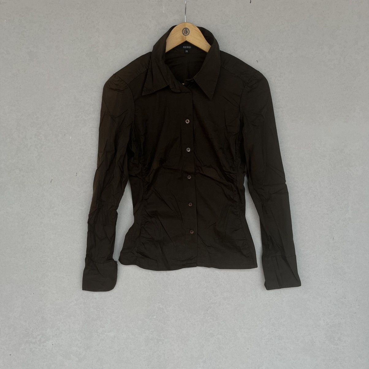 Other Vintage Gucci Brown Button Up Shirt Size S Size S / US 4 / IT 40 - 1 Thumbnail