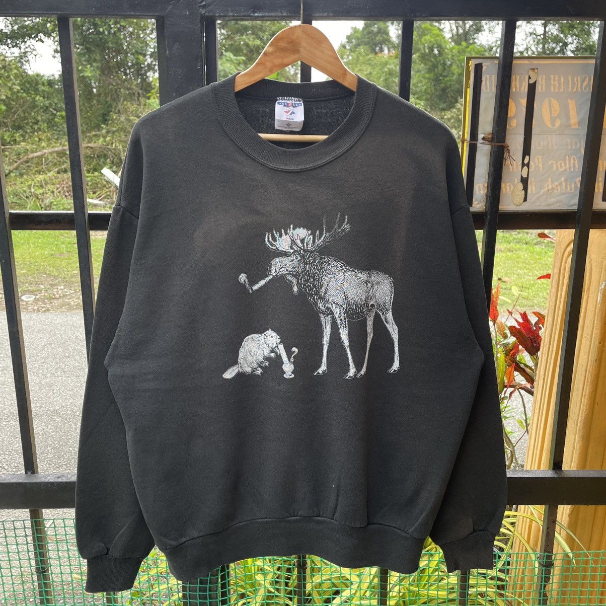 Habitat 🔥Vintage Jerzees Retro Animal Deer Mouse Jumper Sweatshirts Size US M / EU 48-50 / 2 - 5 Thumbnail