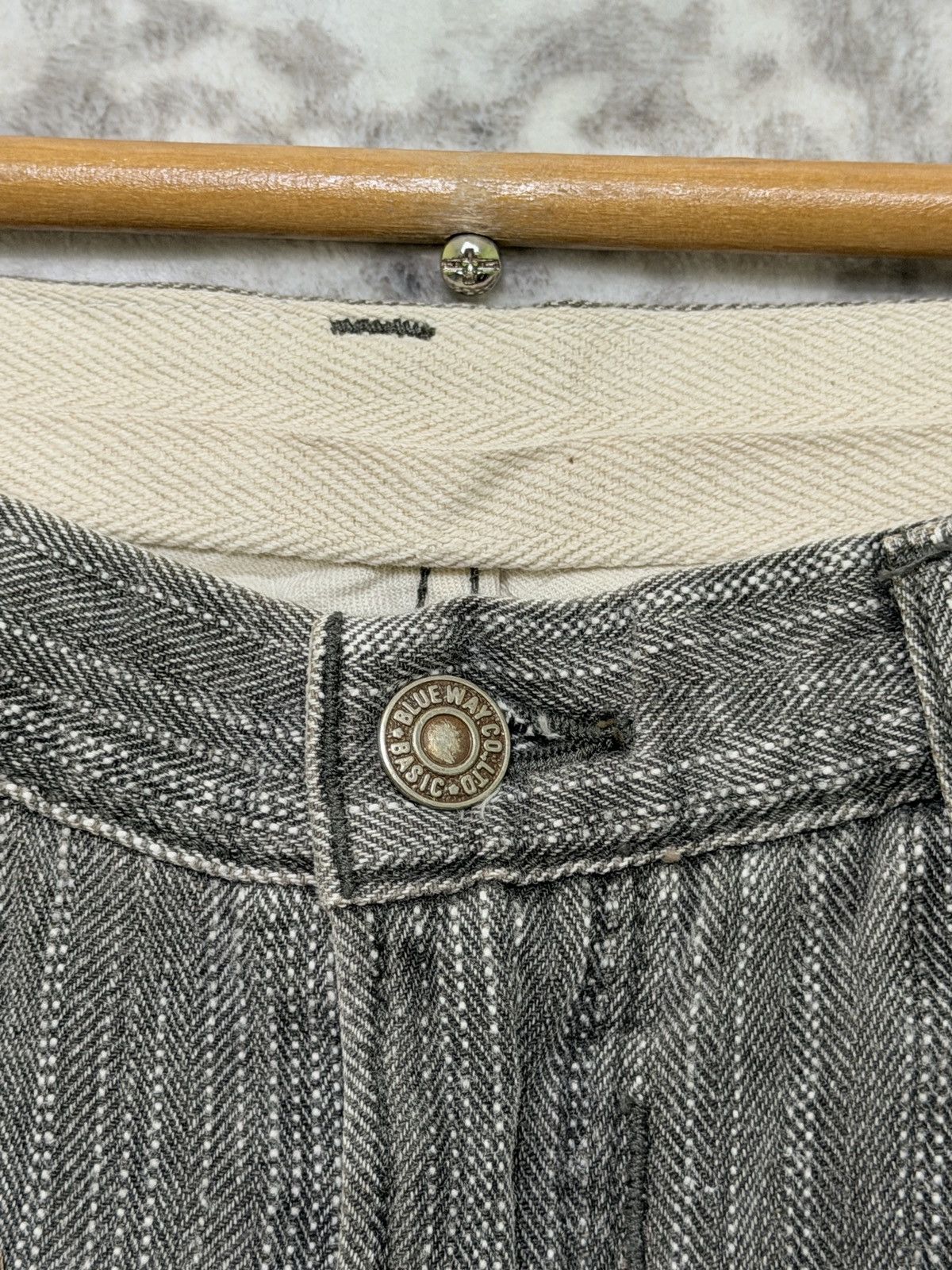 Kapital Vintage Blue Way Modern Hickory Stripe Straight Cut Denim Size US 30 / EU 46 - 8 Thumbnail