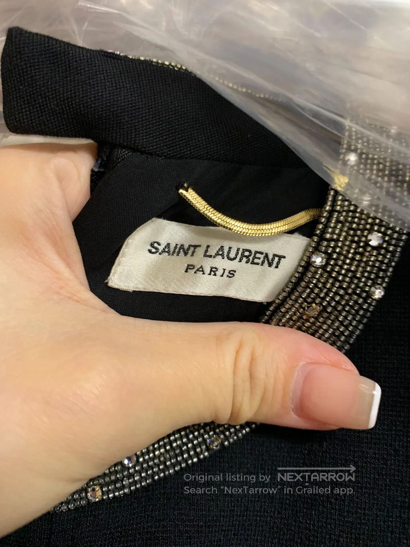 Saint Laurent Paris Saint Laurent Black Beaded Collar Dress. Size S / US 4 / IT 40 - 2 Thumbnail