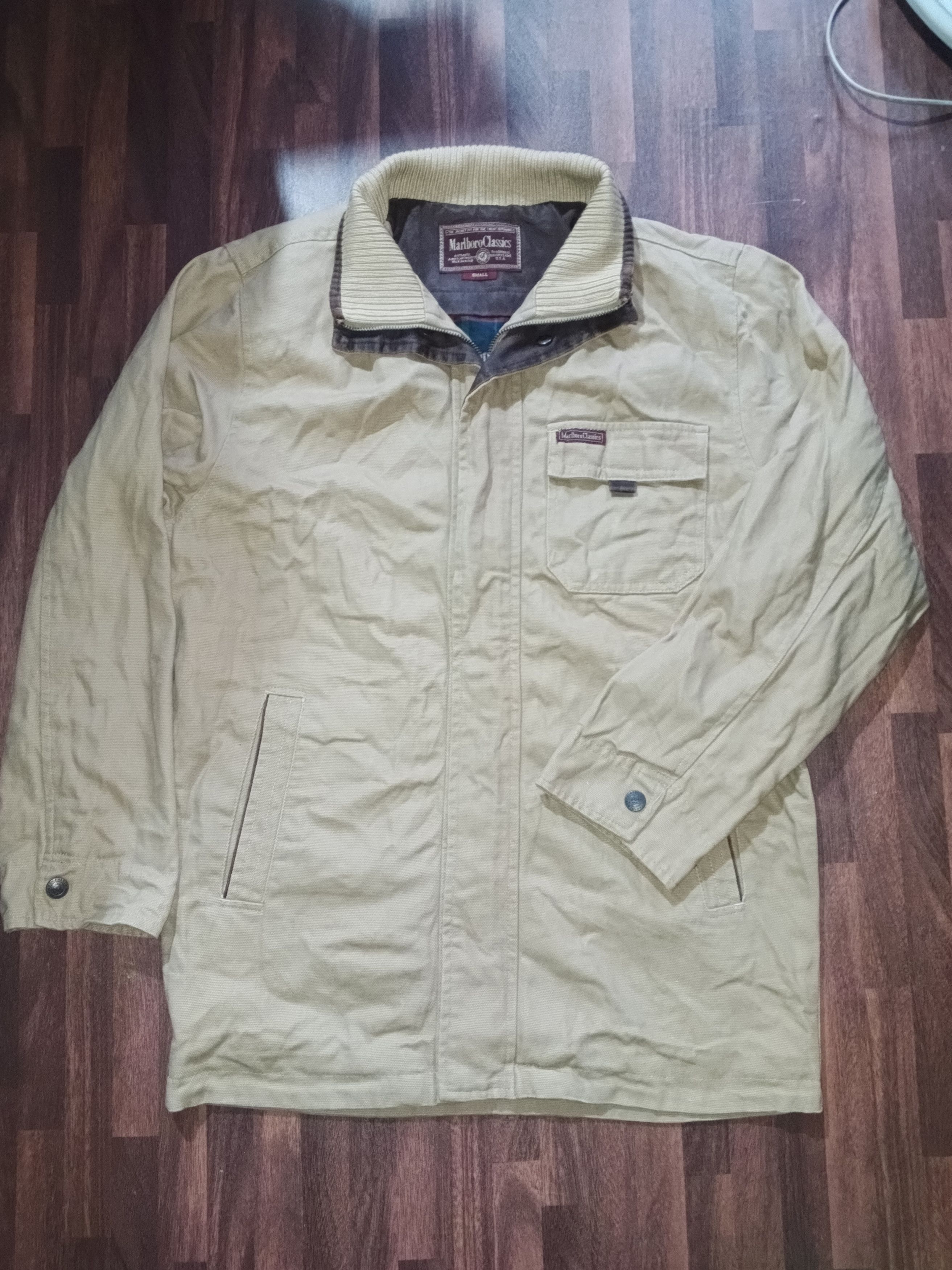 Marlboro Classics VINTAGE MARLBORO CLASSICS CANVAS WORK CHORE JACKET LEATHER Size US S / EU 44-46 / 1 - 2 Thumbnail