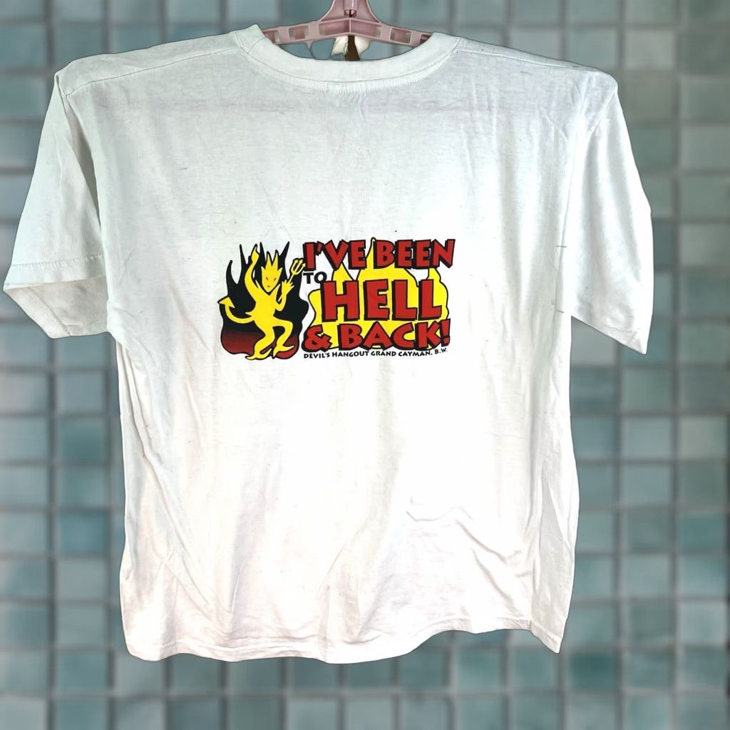 Vintage Tropic Plus Devils Hangout T-Shirt Mens 3XL White Graphic Print 90s Beach Size US XXL / EU 58 / 5 - 1 Thumbnail