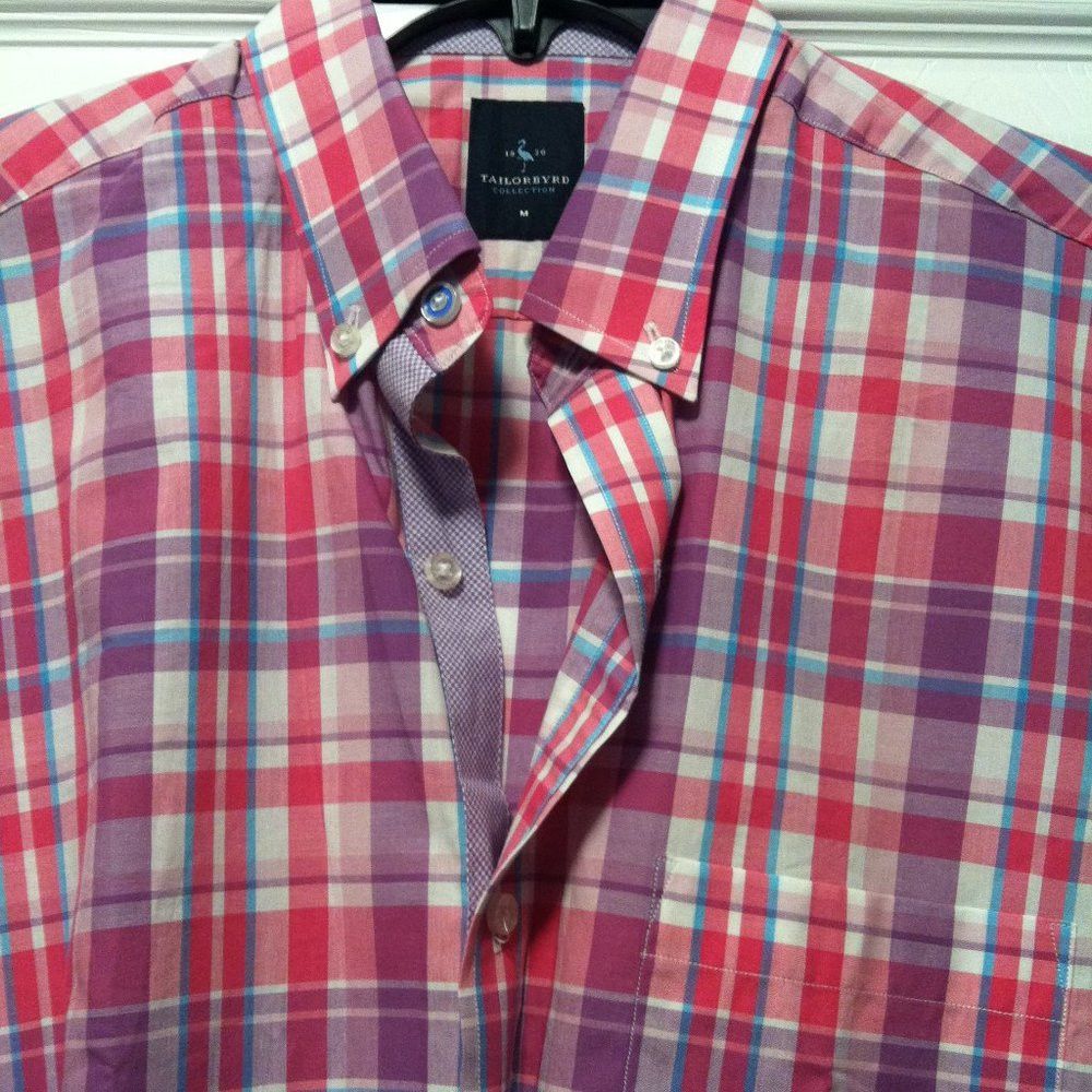 Tailorbyrd TAILORBYRD MENS NEW FUCHSIA 100%COTTON CASUAL SHIRT SIZE: M Size US M / EU 48-50 / 2 - 3 Thumbnail