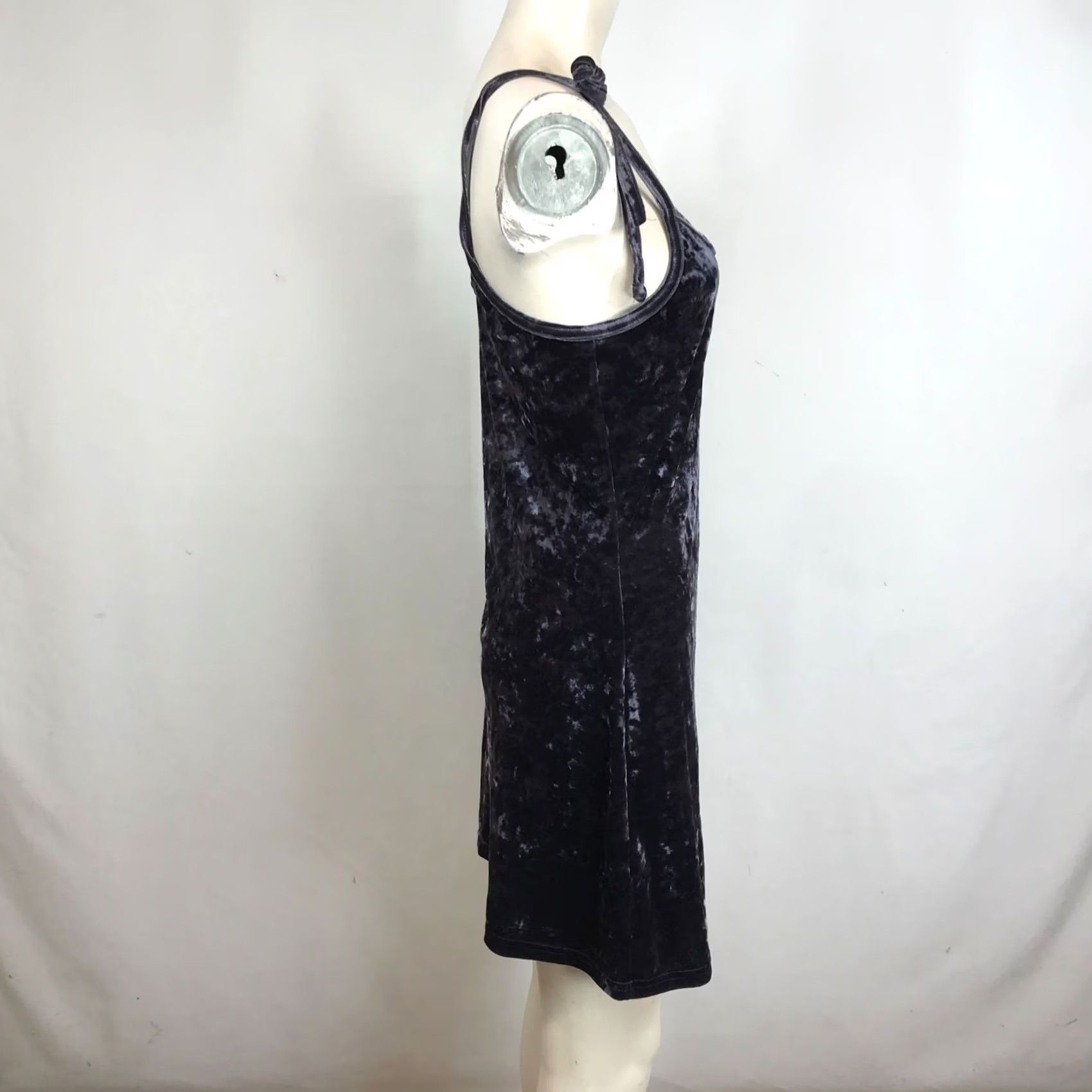AQUA AQUA BLUES Slip Dress Womens Large Purple Spaghetti Strap Velour Y2K Size L / US 10 / IT 46 - 4 Thumbnail