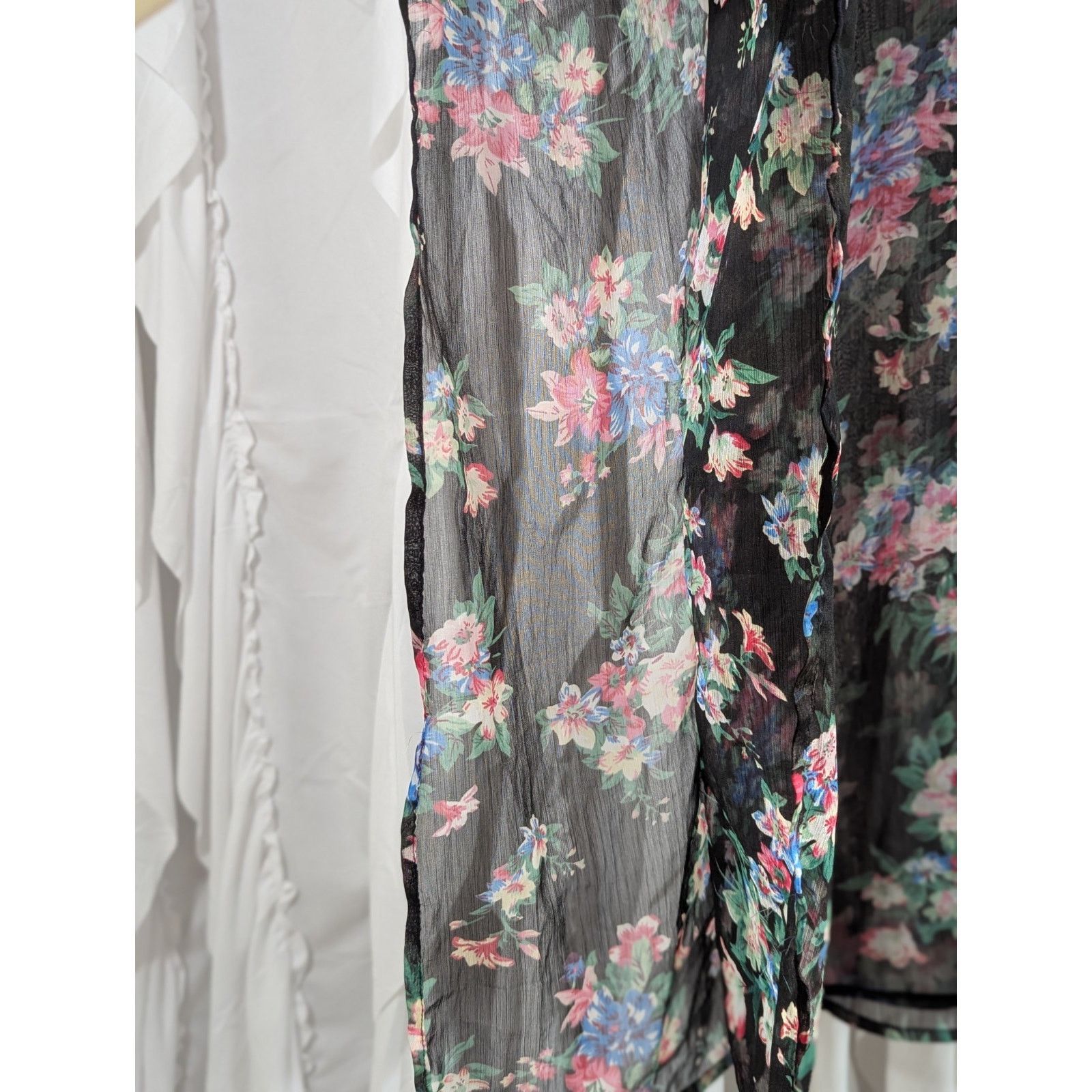 Passport Passport Y2K Sheer Floral Caftan Blouse M Black Whimsigoth Size M / US 6-8 / IT 42-44 - 5 Thumbnail