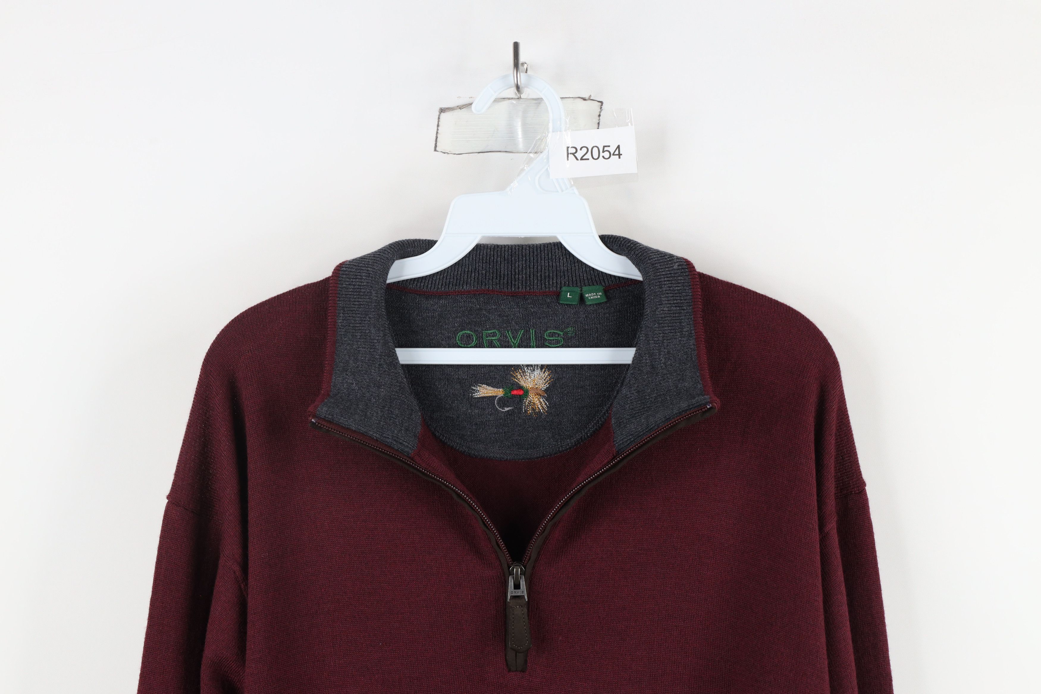 Orvis × Vintage Vintage Orvis Wool Knit Half Zip Pullover Sweater Maroon Size US L / EU 52-54 / 3 - 2 Thumbnail
