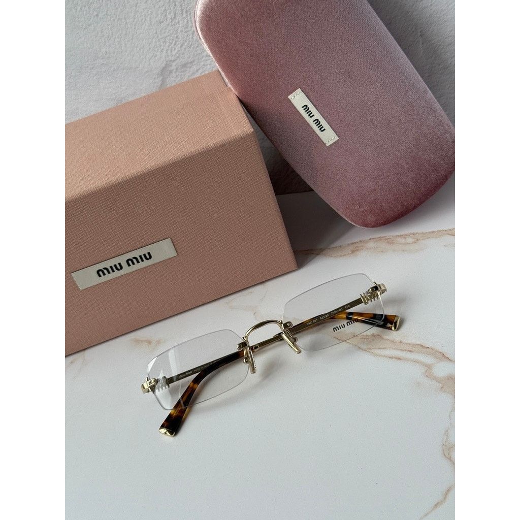 Miu Miu NEW Miu Miu M50YV Gold Rimless Metal Eyeglasses Frames Size ONE SIZE - 2 Thumbnail