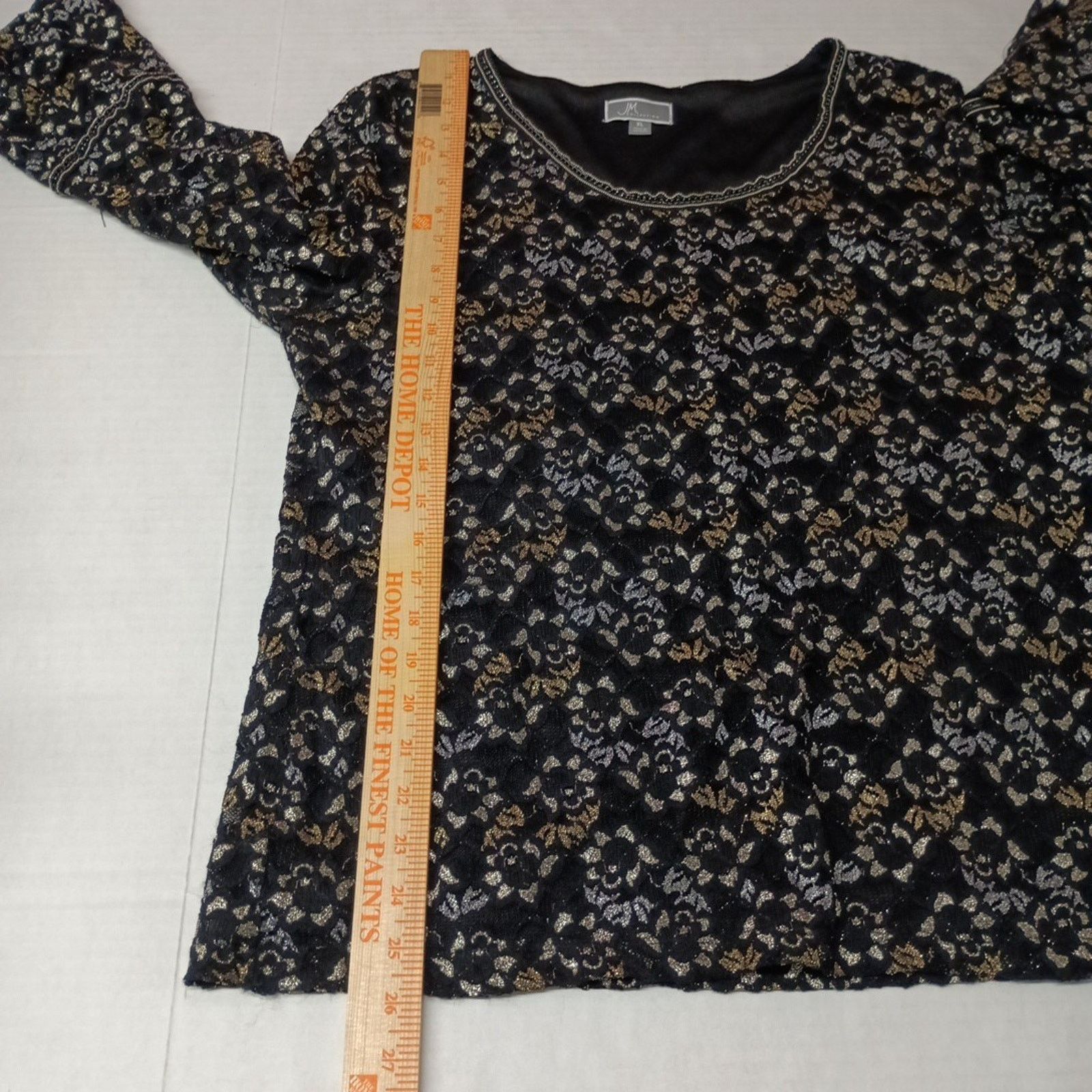 Other JM Collection Woman's Rosette Top Size XL Sequin Lined Lace Size XL / US 12-14 / IT 48-50 - 6 Thumbnail