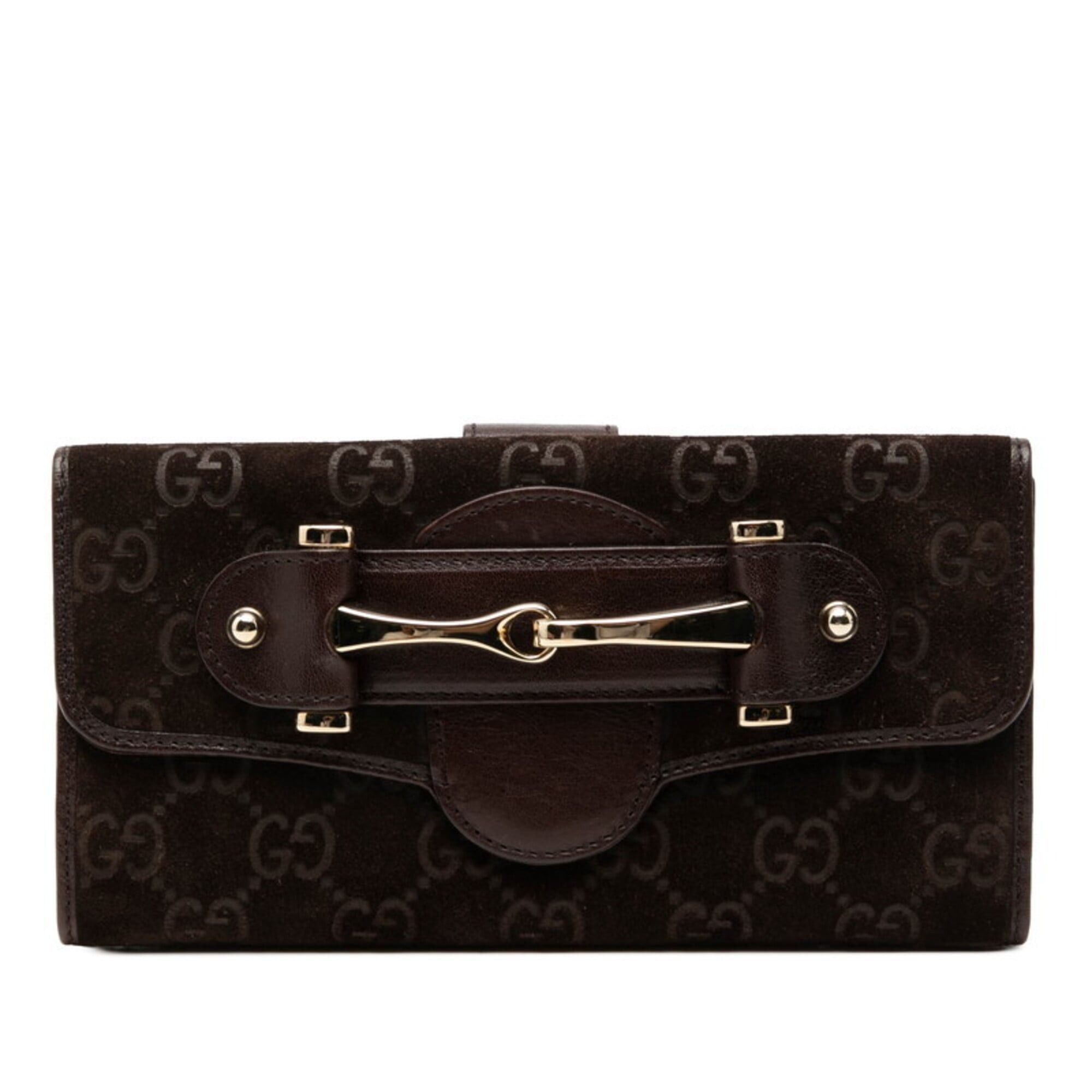 Gucci Gucci Horsebit Long Wallet 138040 Brown Suede Leather Women's GUCCI Size ONE SIZE - 1 Thumbnail