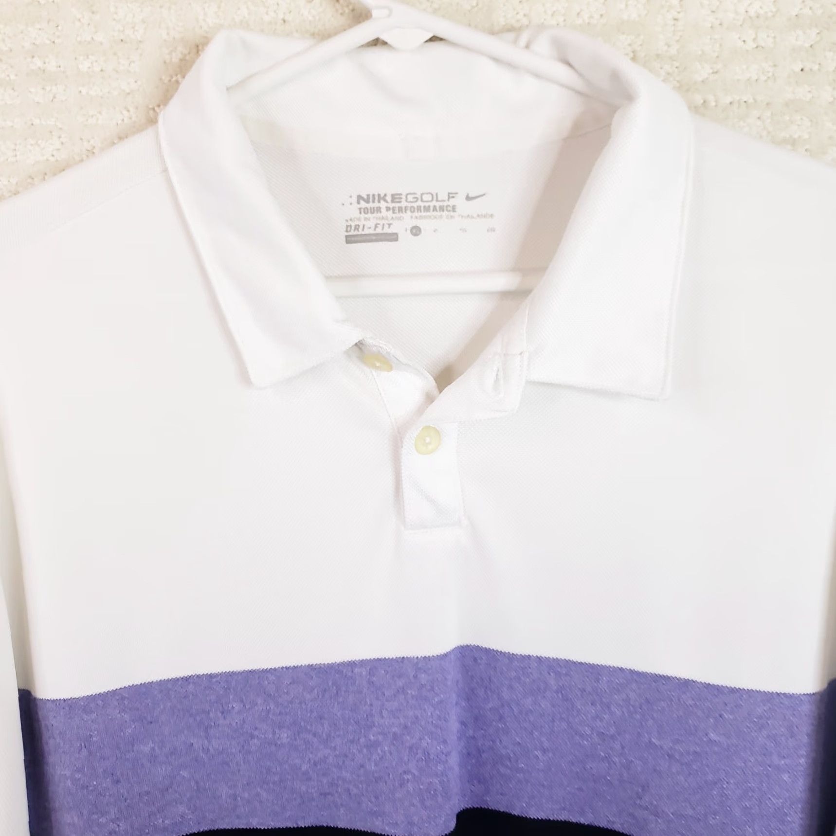 Nike Nike Golf Tour Performance Polo Shirt Men XL Colorblock Purple White DriFit Breathable Moisture Wicking Quick Dry Wrinkle Resistant Logo Golf Shirt Size US XL / EU 56 / 4 - 3 Thumbnail