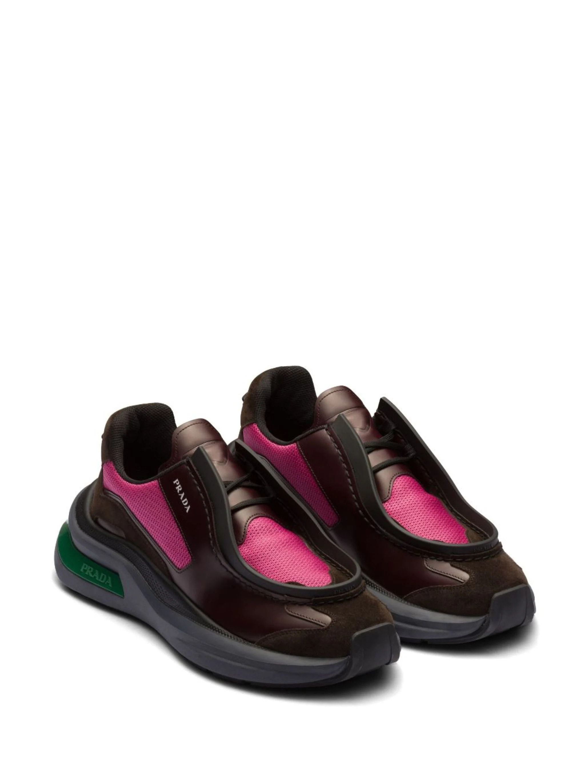 Prada o1mt1gz1024 Panelled Leather Chunky Sneakers in Multicolor Size US 9 / EU 42 - 2 Thumbnail