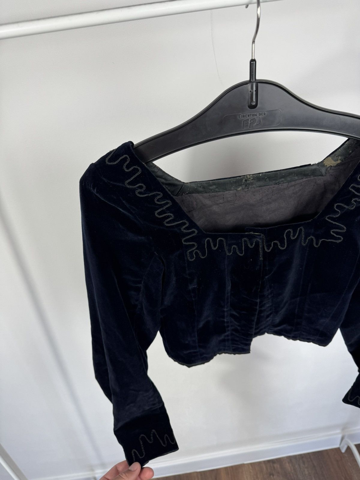 Other Antique Vintage Victorian Black Velvet Corset Blouse Top Size XS / US 0-2 / IT 36-38 - 5 Thumbnail