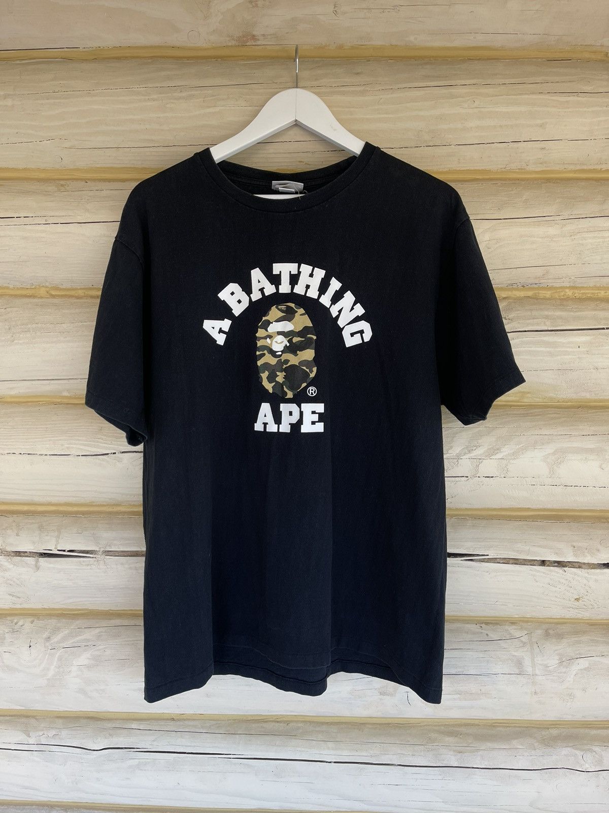 image of Bape x Nigo 1St Camo College Tee in Black, Men's (Size XL)