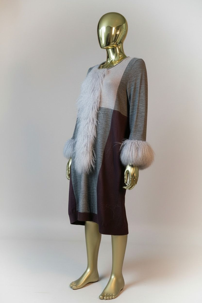 Other Custom-made Long sweater (wool) with real Mongolian fur Size US L / EU 52-54 / 3 - 2 Thumbnail