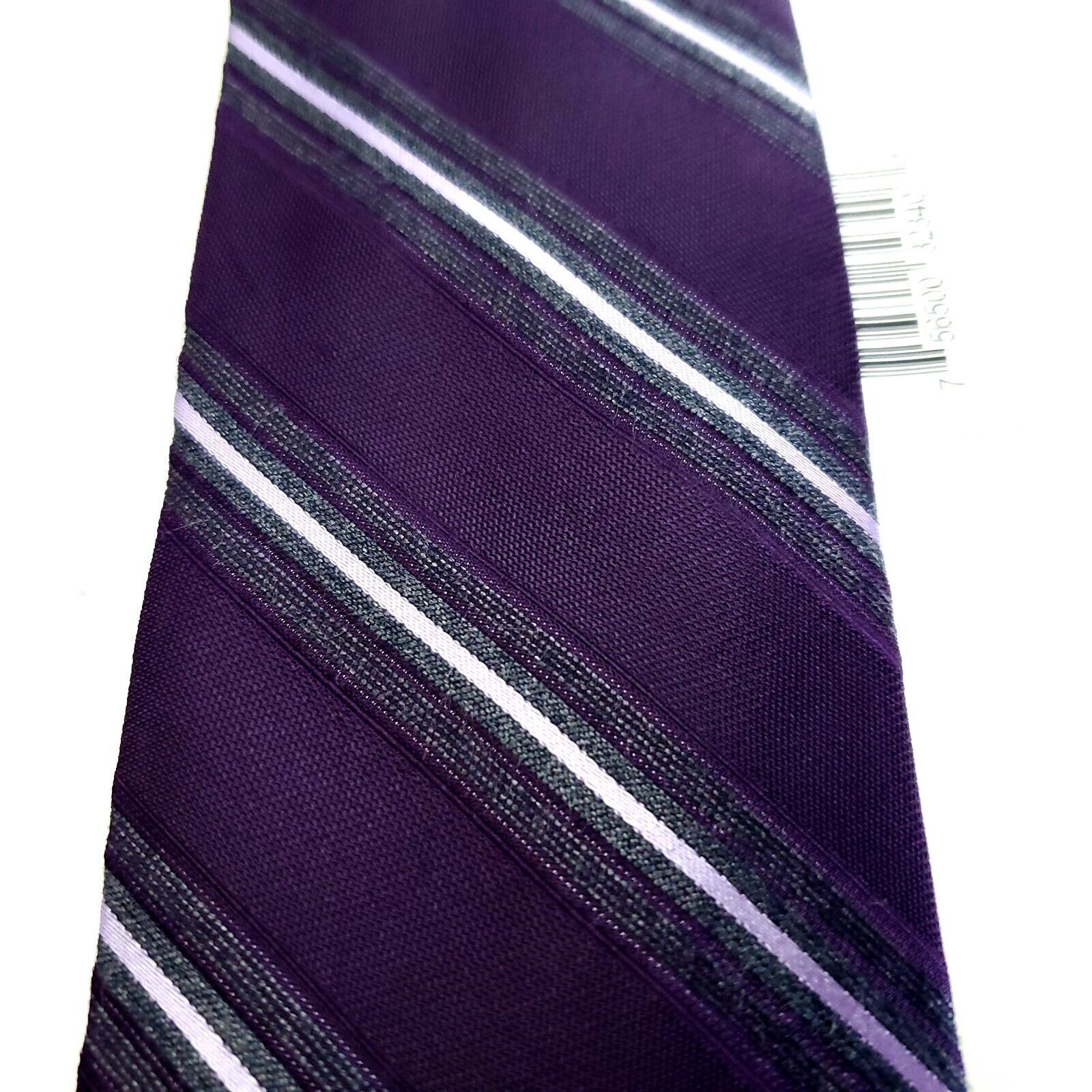 DKNY NEW DKNY Purple Striped Woven Skinny Silk Tie Size ONE SIZE - 2 Thumbnail