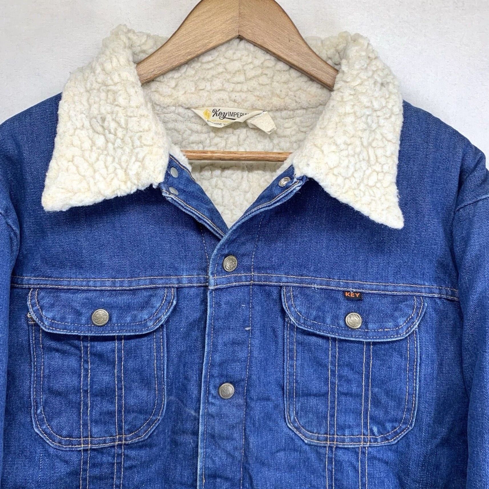 Vintage VINTAGE Key Imperial Denim Jacket Men L Blue 80s Grunge Trucker Workwear All Seasons Size US 33 - 4 Thumbnail
