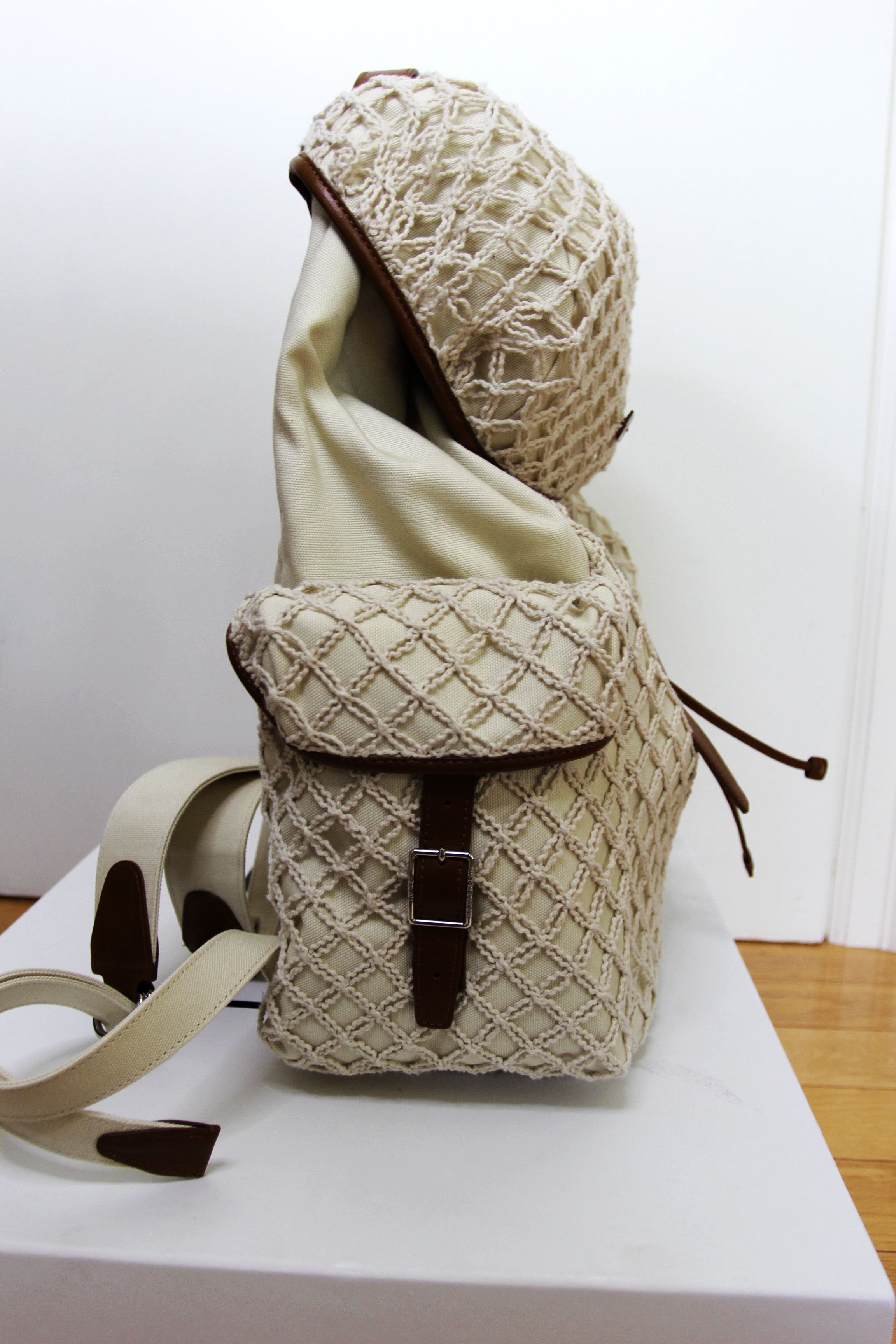 Wooyoungmi BNWT SS25 WOOYOUNGMI IVORY KNIT NET COTTON BACKPACK Size ONE SIZE - 4 Thumbnail