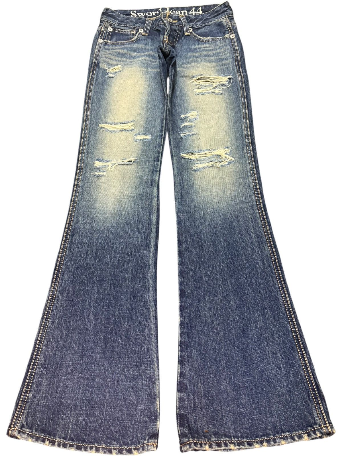 Hysteric Glamour Vintage Japanese Brand Distress Low Rise Flare Jeans Size 26" / US 2 / IT 38 - 1 Thumbnail