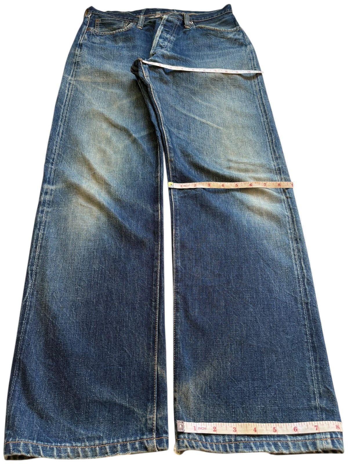 Full Count & Co. Vintage Full Count Selvedge Mud Wash Distressed Loose Jeans Size US 30 / EU 46 - 13 Thumbnail