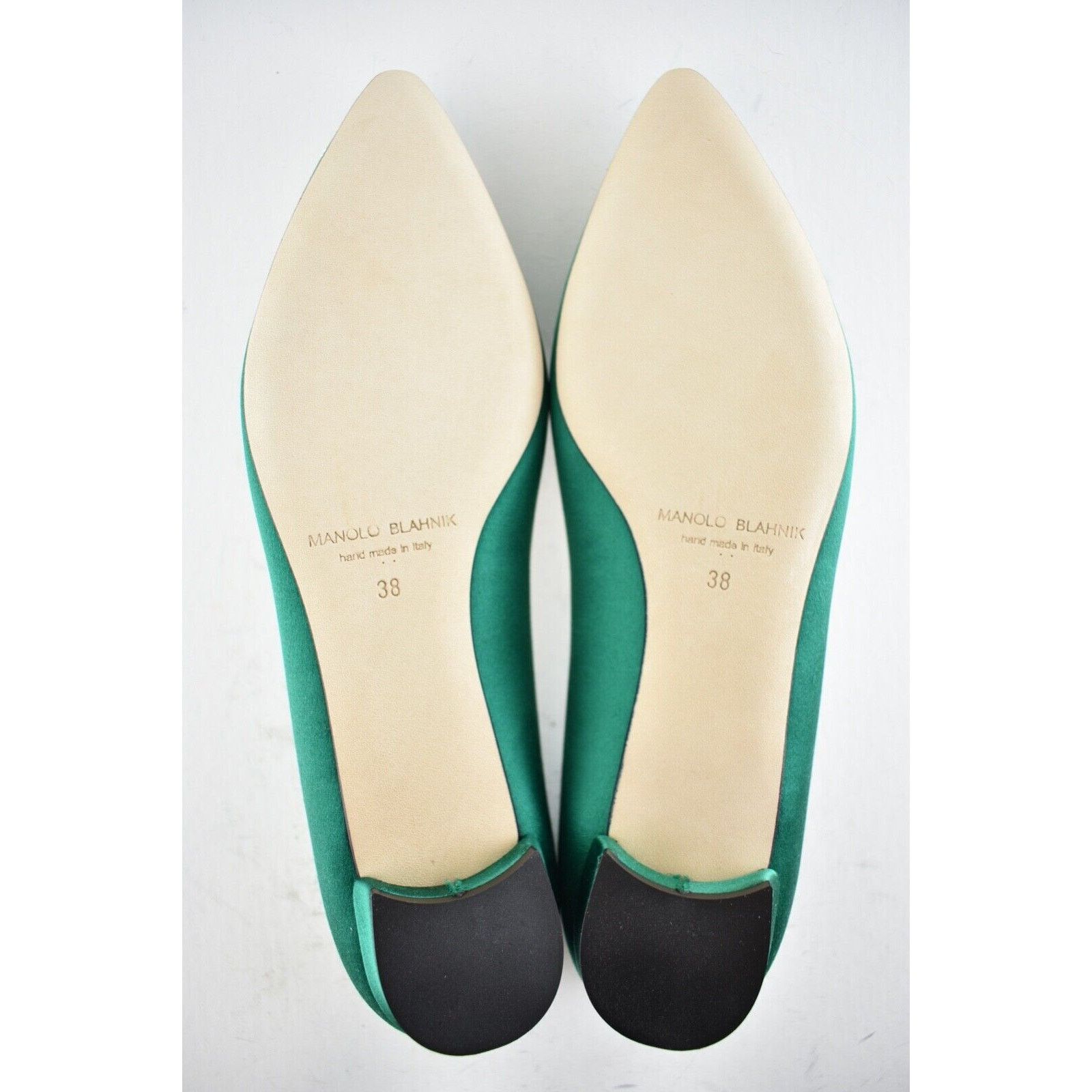 Manolo Blahnik Hangisi Emerald Satin Jewel Buckle Ballerina Ballet Flat 38 Size US 8 / IT 38 - 12 Thumbnail