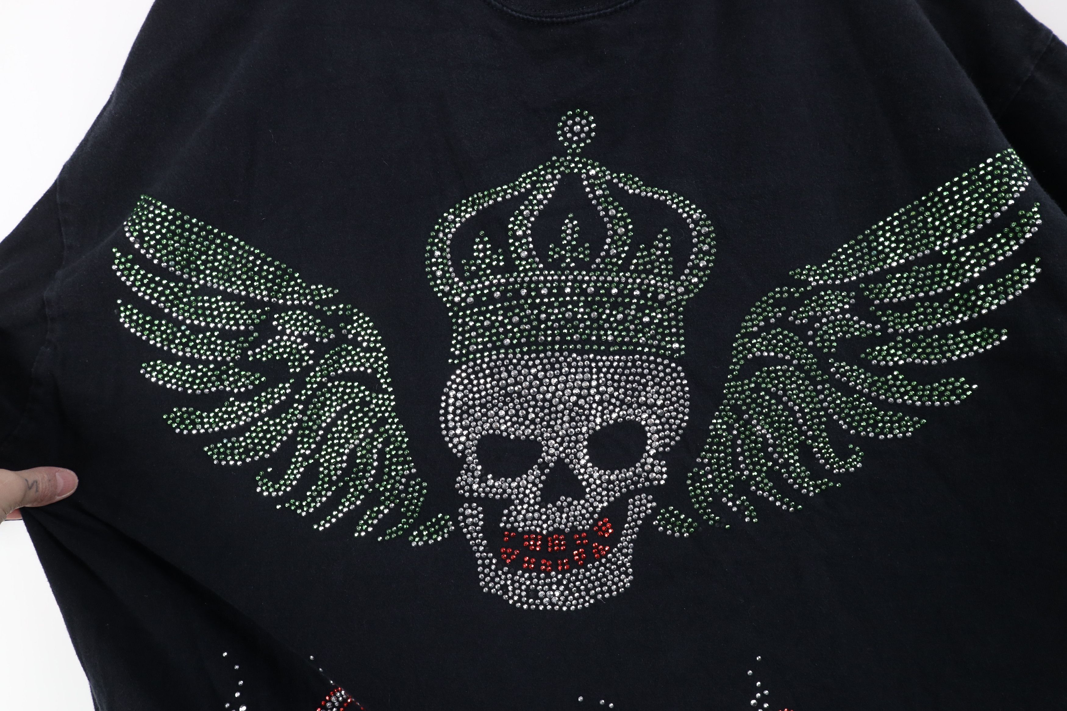 Vintage Vintage Y2K Streetwear Hustle King Skull Crown T-Shirt Black Size US XXL / EU 58 / 5 - 7 Thumbnail
