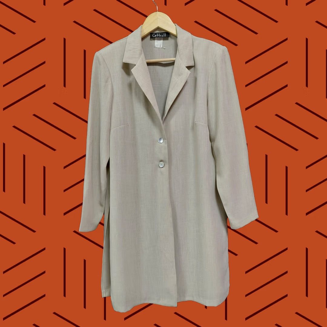 Vintage Cattrell Coat Women Size 12 Beige Solid Long Sleeve Made in USA Size XL / US 12-14 / IT 48-50 - 1 Thumbnail