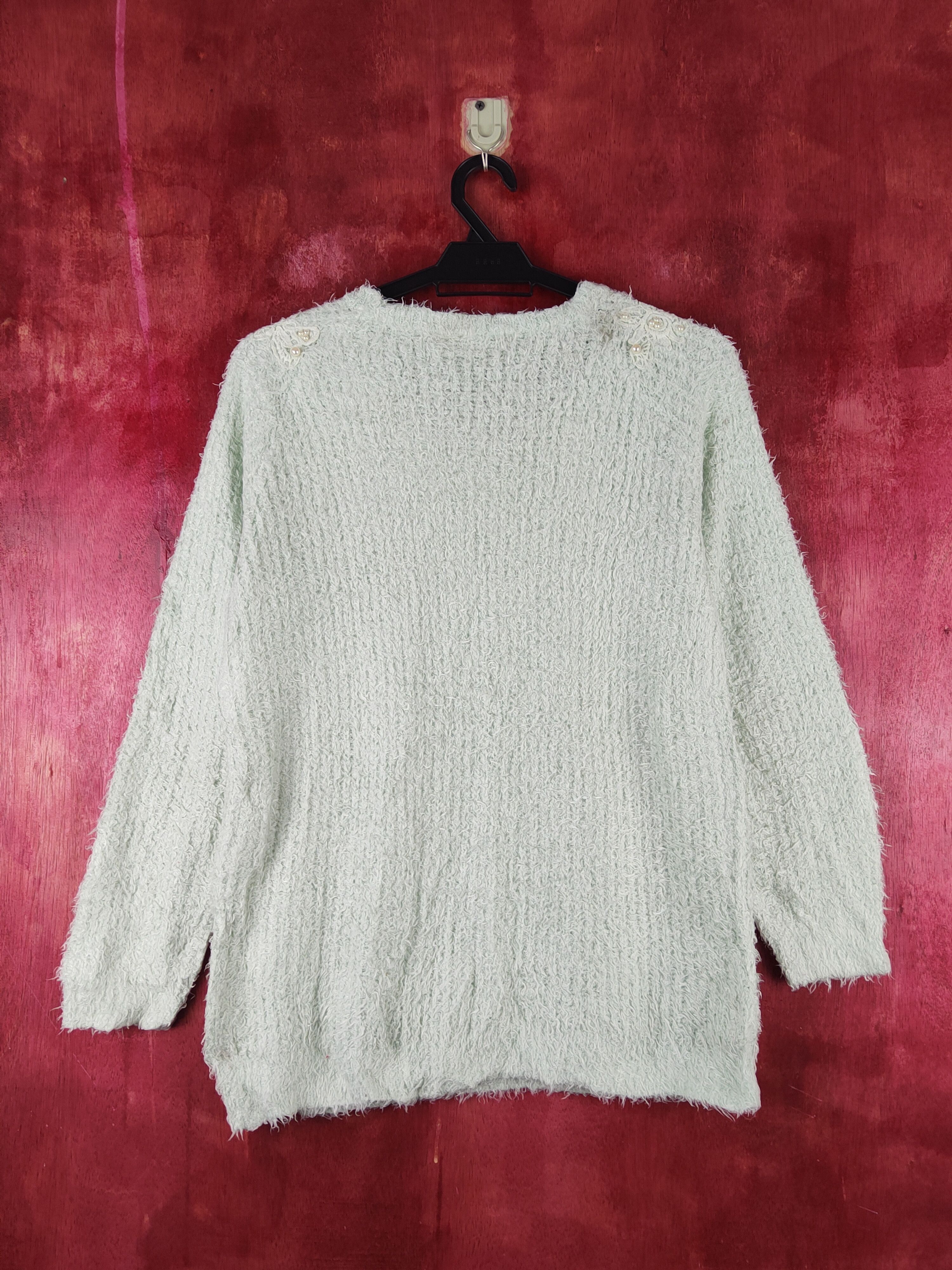 Homespun Knitwear × Japanese Brand × Vintage Glacier Light Green Shag Shaggy Fur Mohair Knitwear #S1932 Size M / US 6-8 / IT 42-44 - 7 Thumbnail